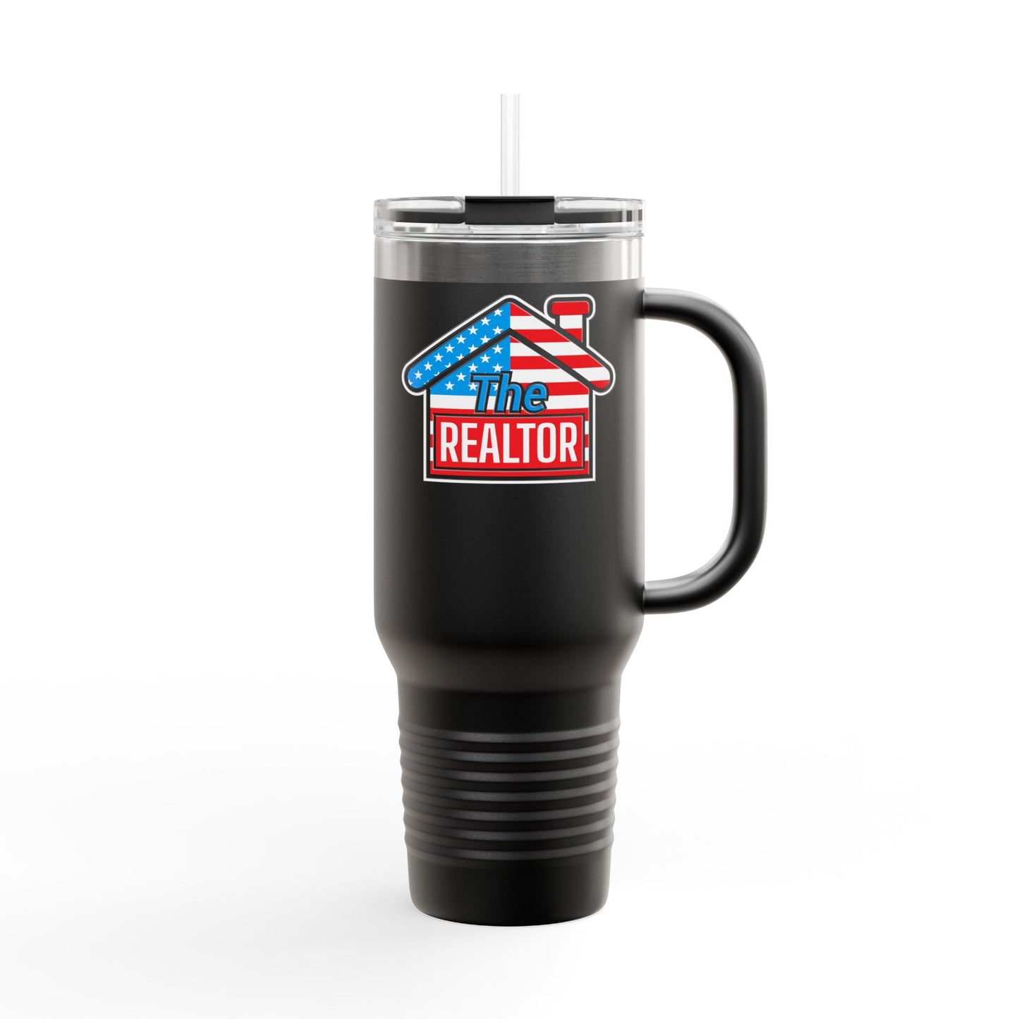 The REALTOR Tumbler – 40 oz Stainless Steel Mug with American Flag Roof Design