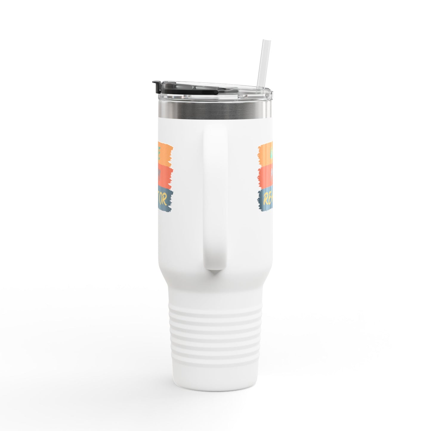 Wife. Mom. Realtor. Tumbler – 40 oz Stainless Steel Mug with Colorful Stripe Design