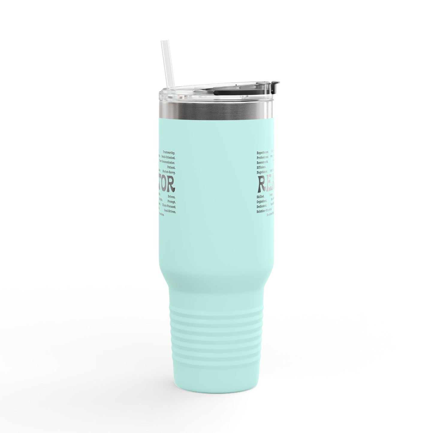 REALTOR Word Cloud Tumbler – 40 oz Stainless Steel Mug with Traits & Text Design