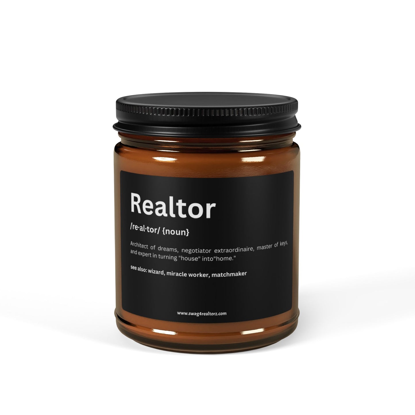 Realtor Funny Definition Scented Soy Candle (Multi-Size, Amber Jar)