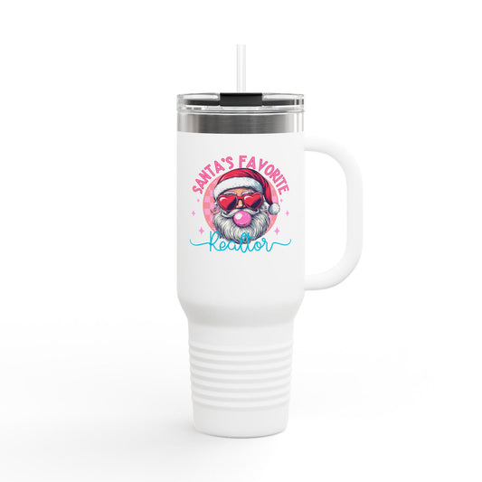 Santa’s Favorite Realtor Tumbler – 40 oz Stainless Steel Mug with Holiday Design