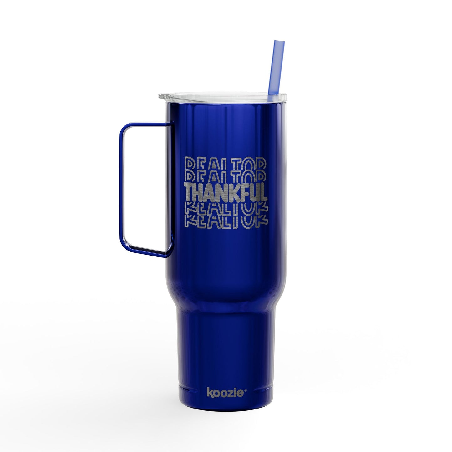 Thankful Realtor Tumbler – 40 oz White Stainless Steel Mug with Stacked Text Design
