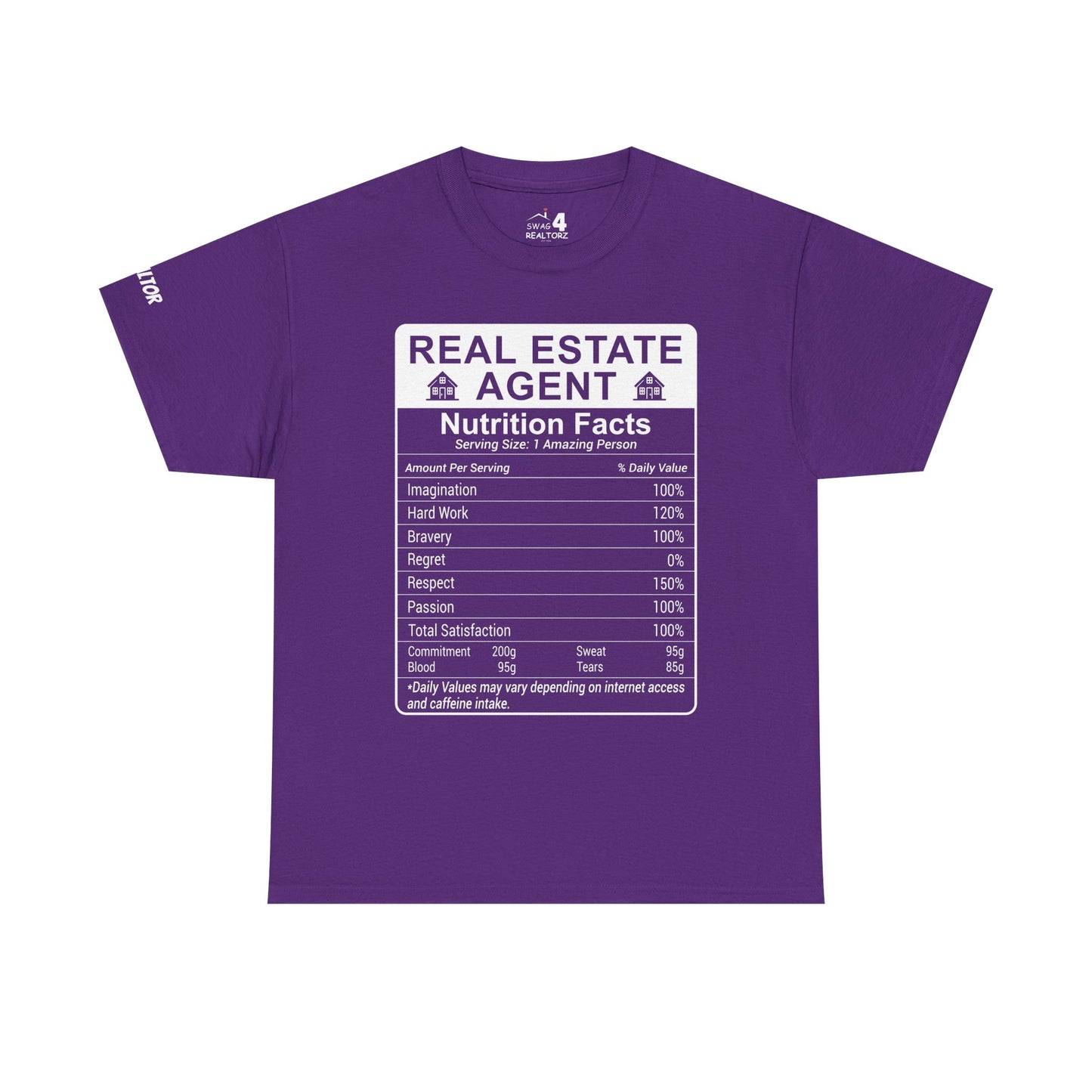 Realtor Funny Nutrition Facts - Heavy Cotton T-Shirt Perfect for Everyday Wear