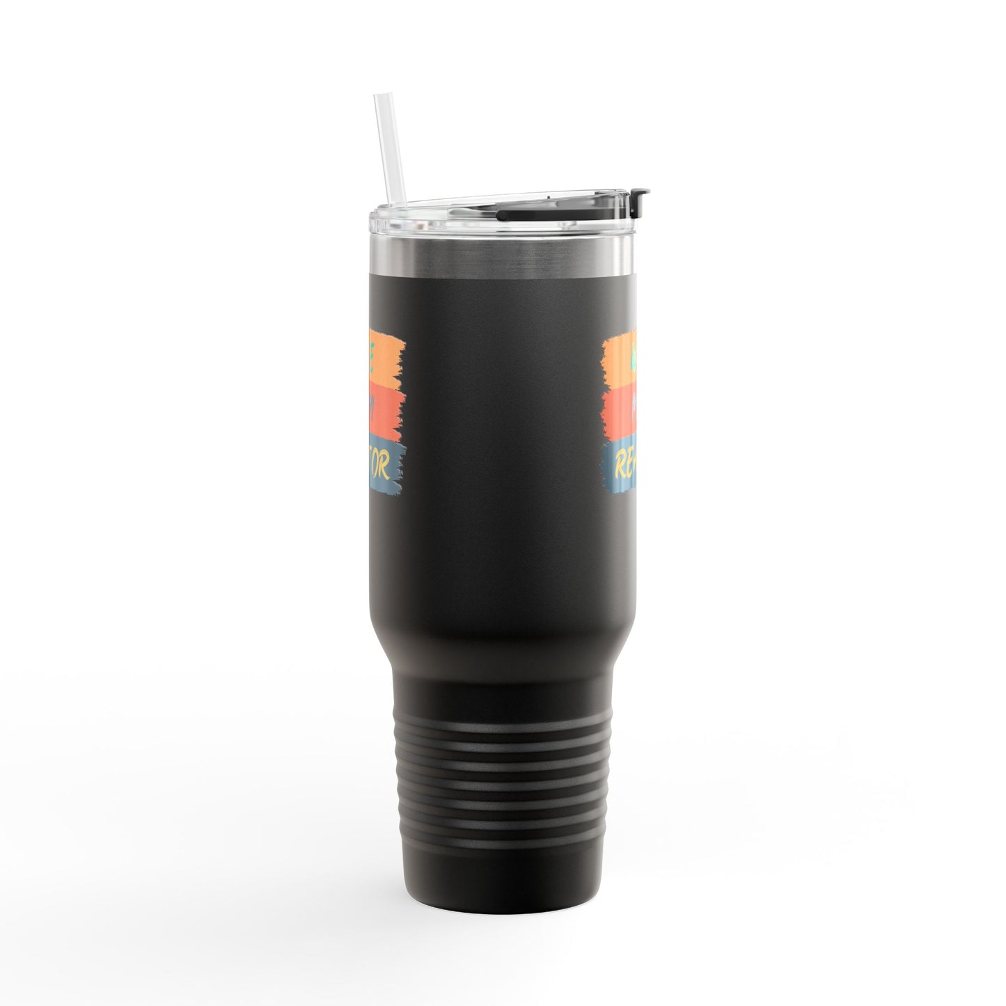Wife. Mom. Realtor. Tumbler – 40 oz Stainless Steel Mug with Colorful Stripe Design