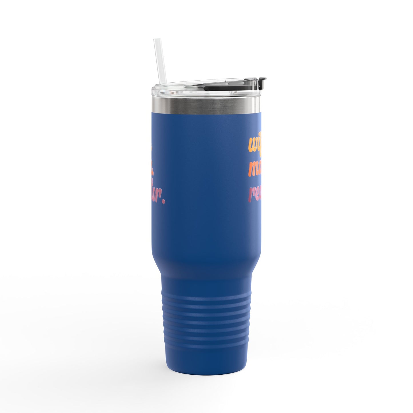 Wife. Mom. Realtor. Tumbler – 40 oz White Stainless Steel Mug with Colorful Retro Text