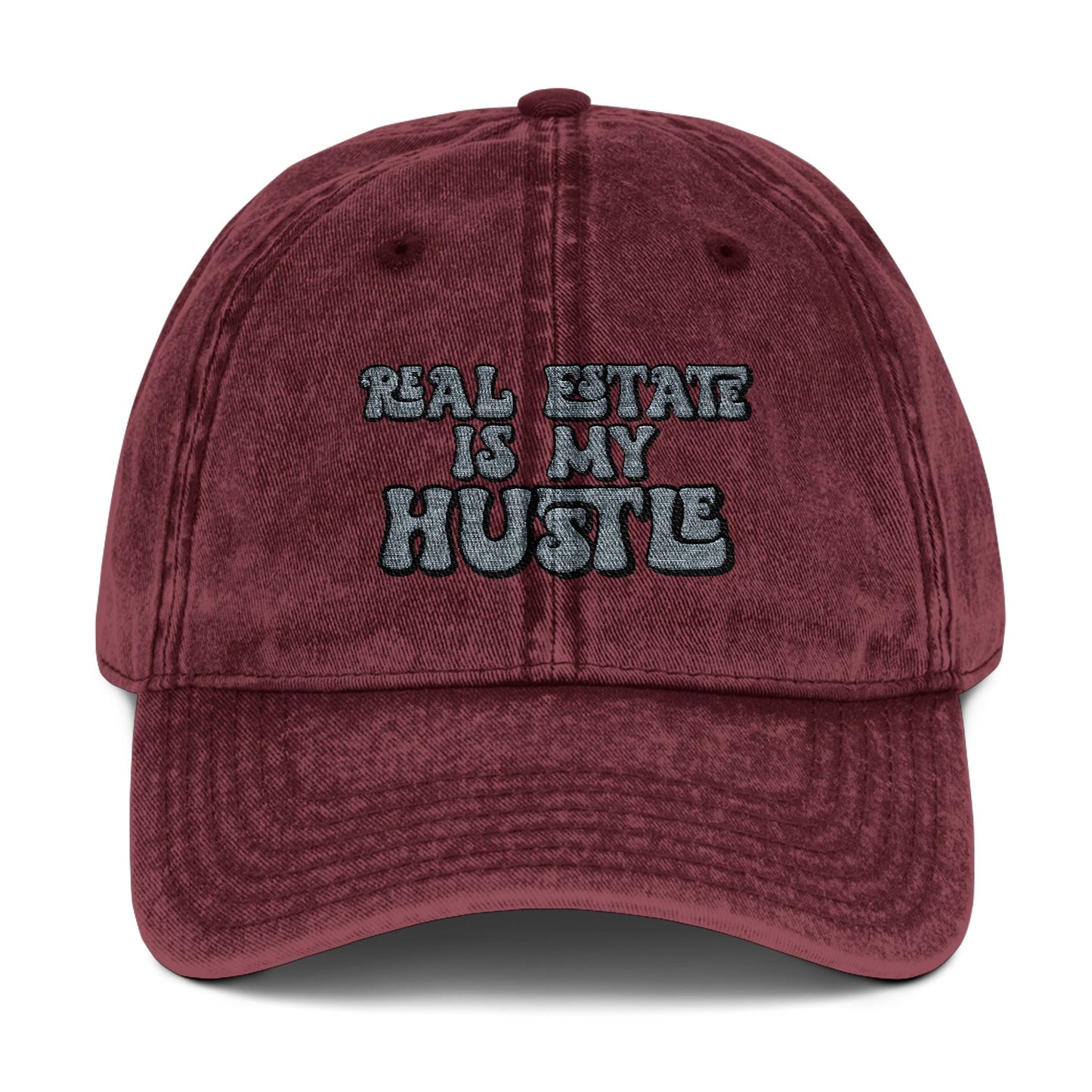 Real Estate Is My Hustle Hat – Embroidered Distressed Cap for Realtors