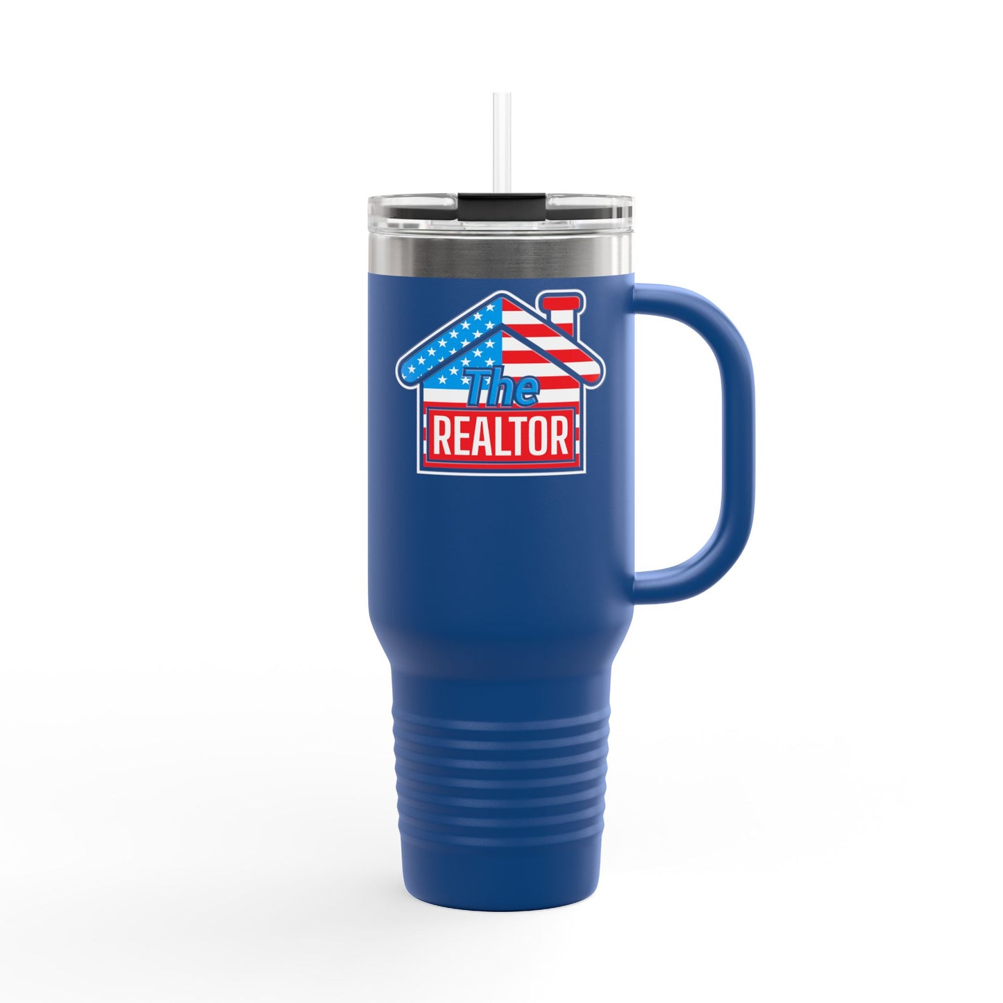 The REALTOR Tumbler – 40 oz Stainless Steel Mug with American Flag Roof Design