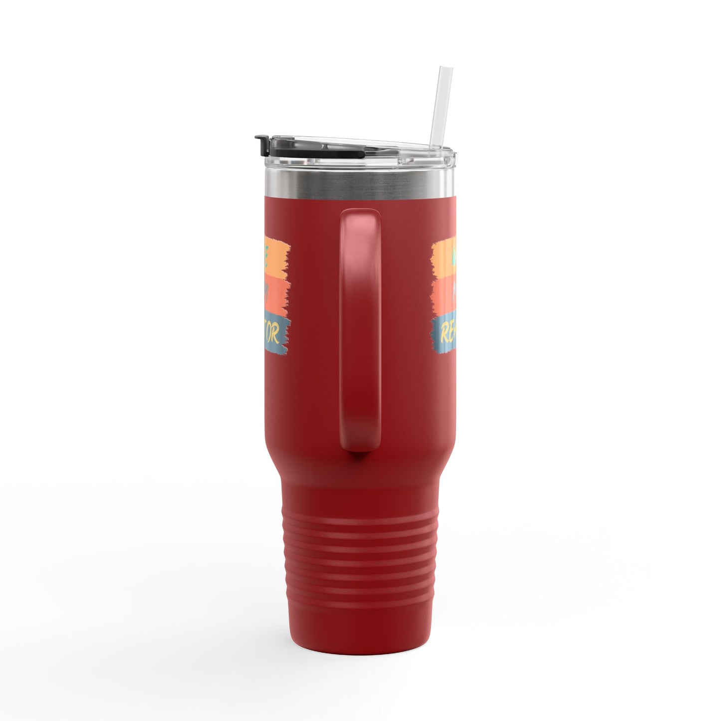 Wife. Mom. Realtor. Tumbler – 40 oz Stainless Steel Mug with Colorful Stripe Design