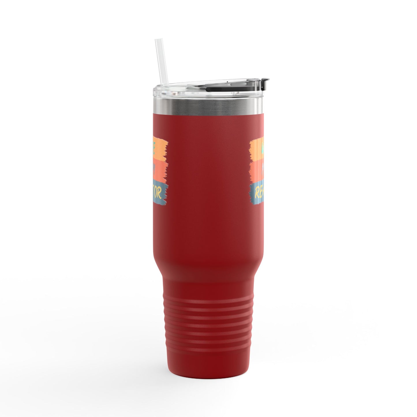 Wife. Mom. Realtor. Tumbler – 40 oz Stainless Steel Mug with Colorful Stripe Design
