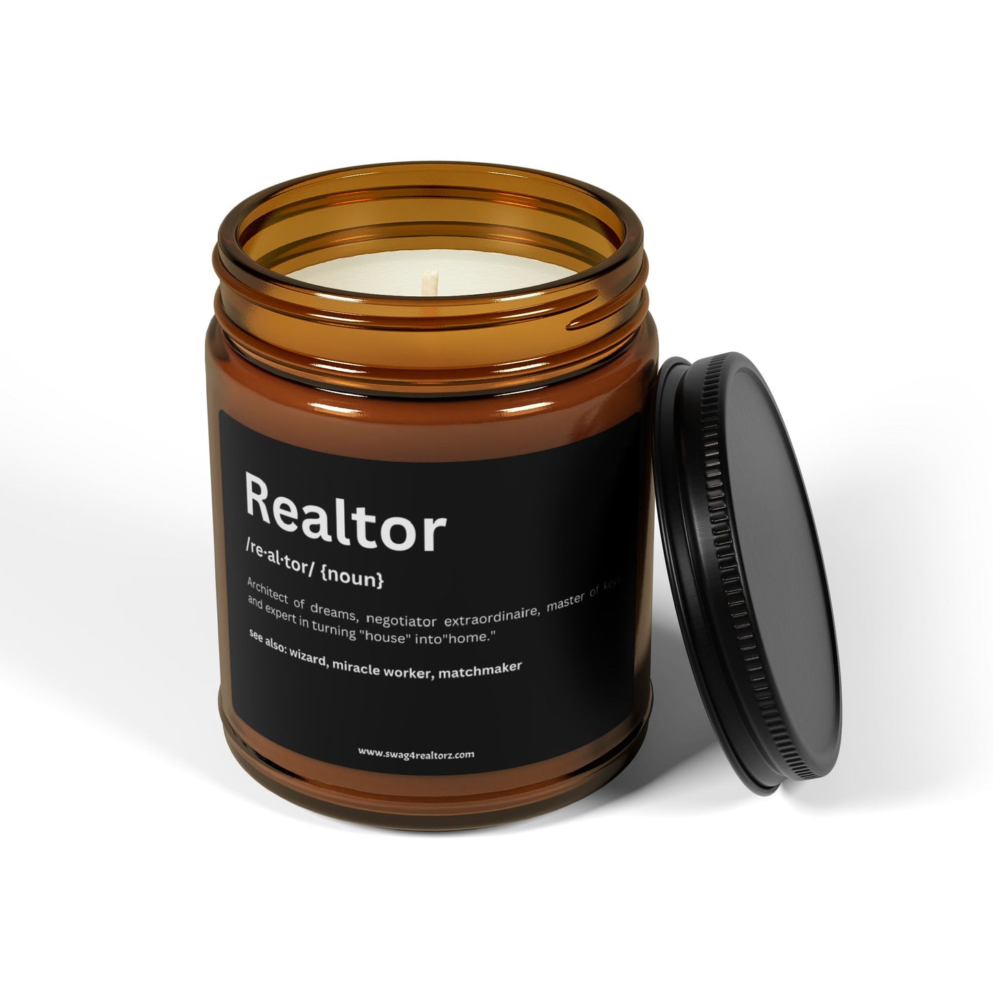 Realtor Funny Definition Scented Soy Candle (Multi-Size, Amber Jar)