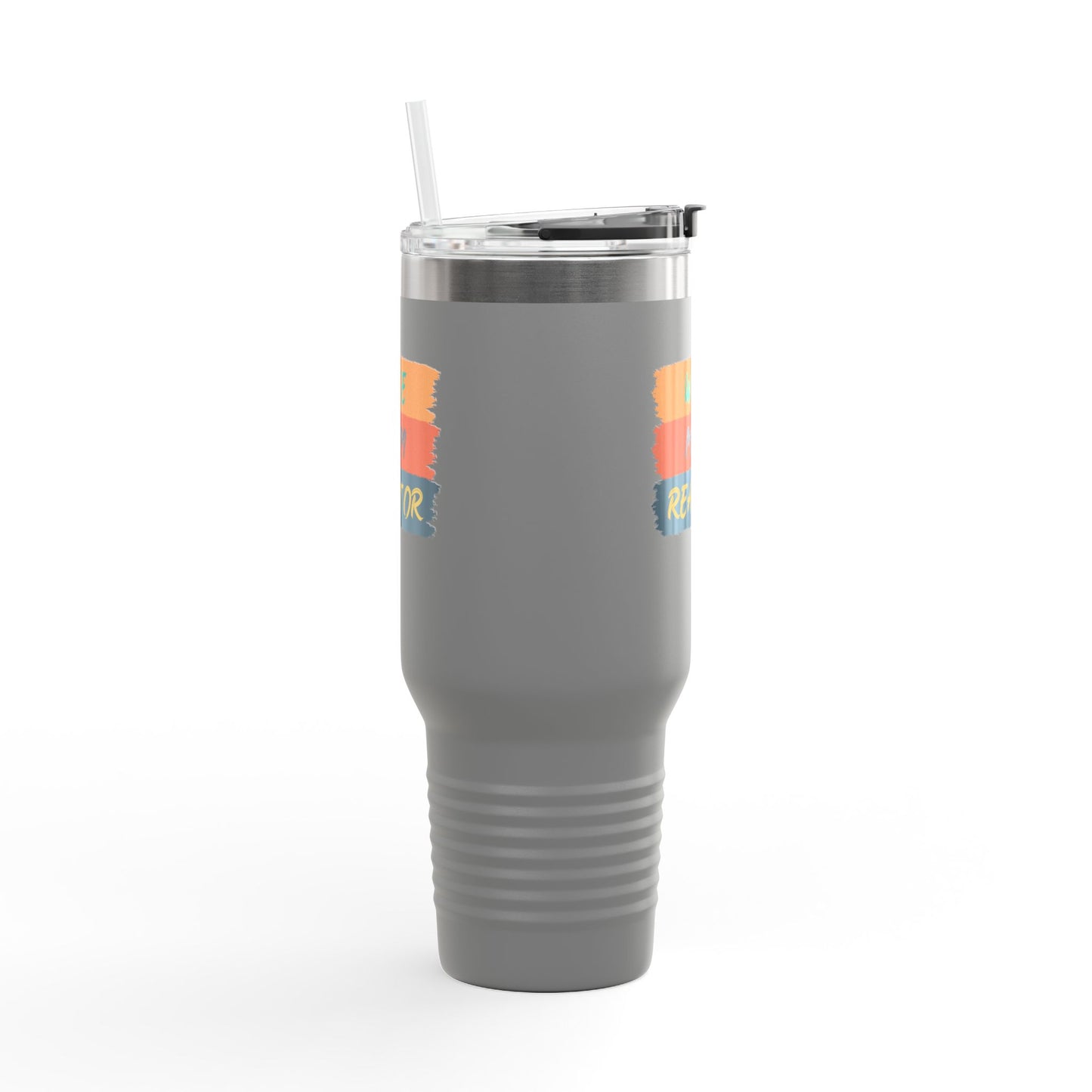 Wife. Mom. Realtor. Tumbler – 40 oz Stainless Steel Mug with Colorful Stripe Design