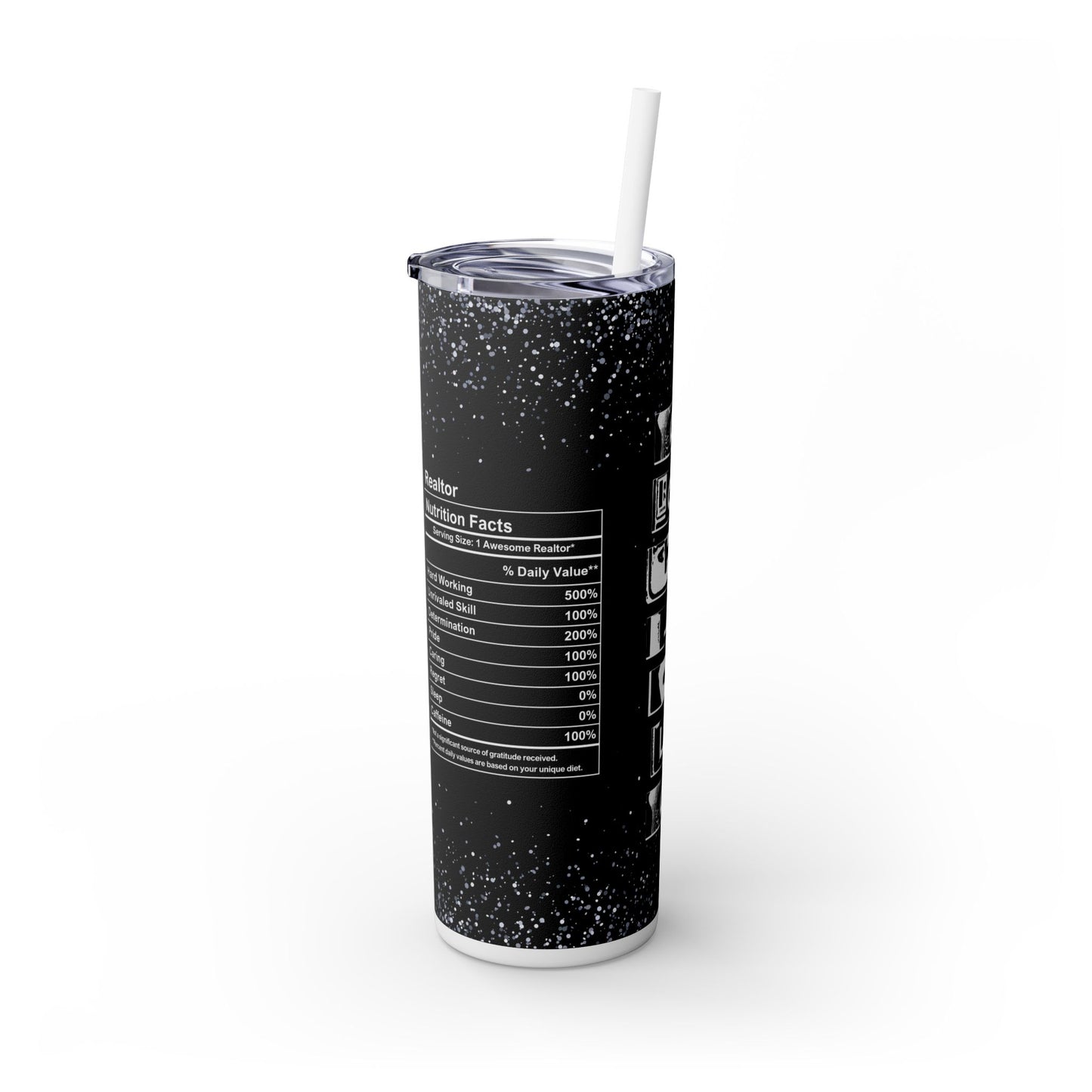 Realtor Nutrition Facts Tumbler – 20 oz Stainless Steel Mug with Bold Quote