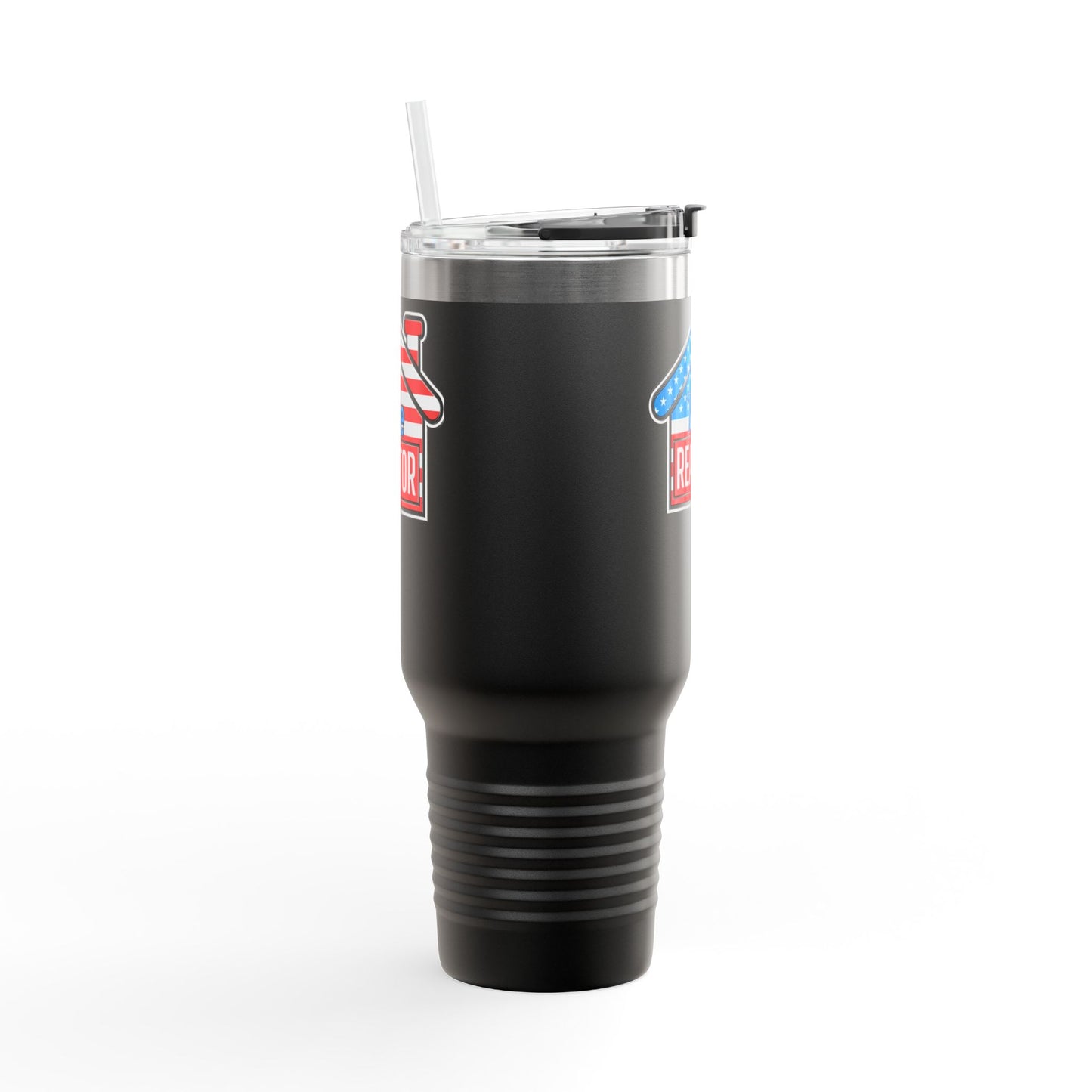 The REALTOR Tumbler – 40 oz Stainless Steel Mug with American Flag Roof Design