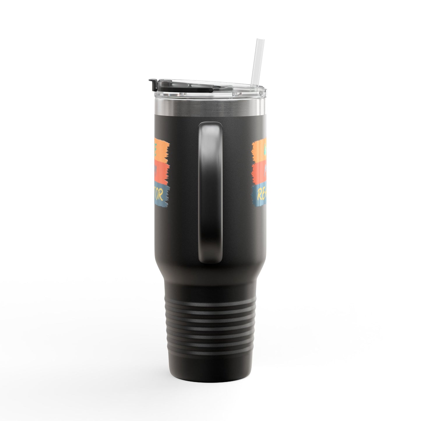 Wife. Mom. Realtor. Tumbler – 40 oz Stainless Steel Mug with Colorful Stripe Design