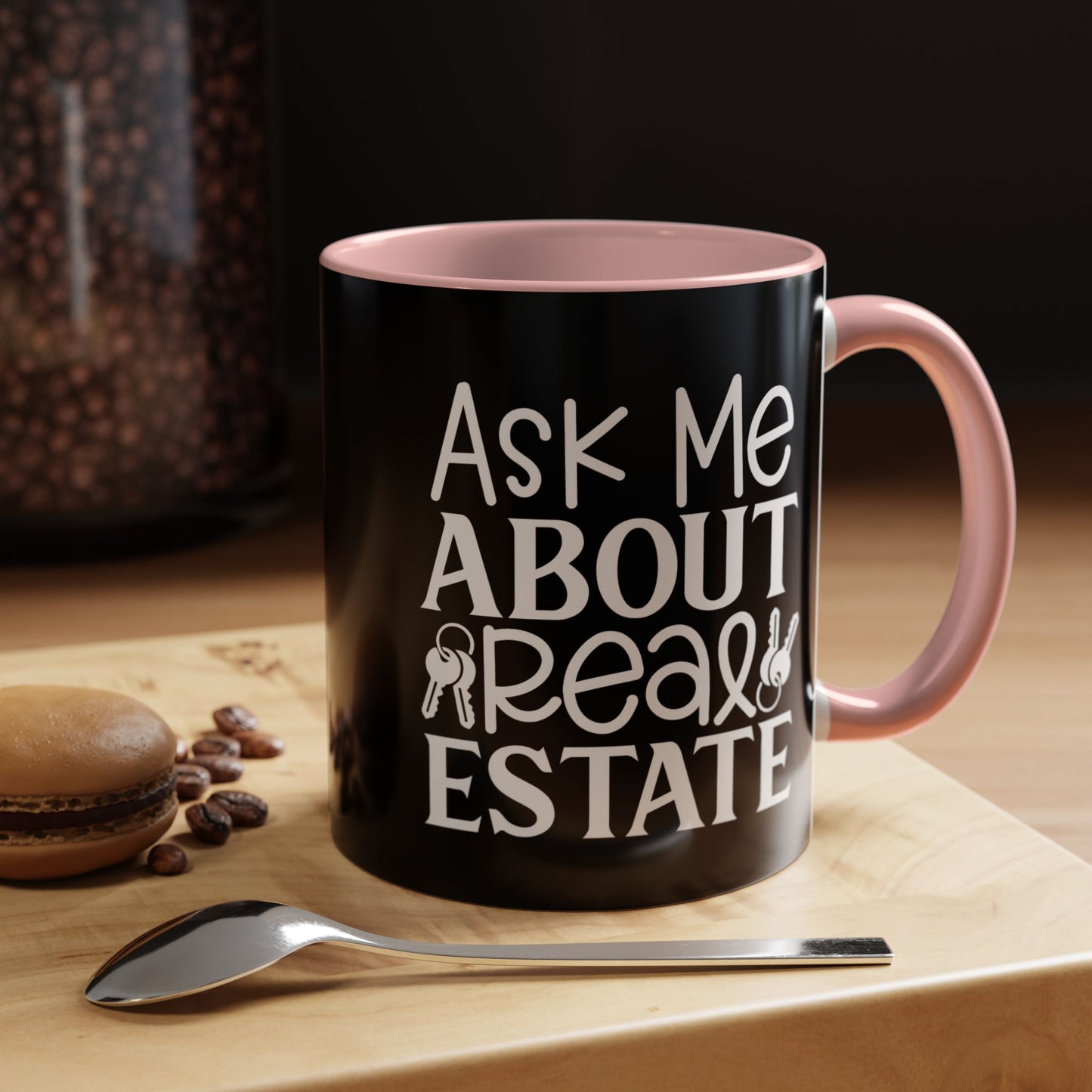 Ask Me About Real Estate Realtor Accent Coffee Mug (11, 15oz)