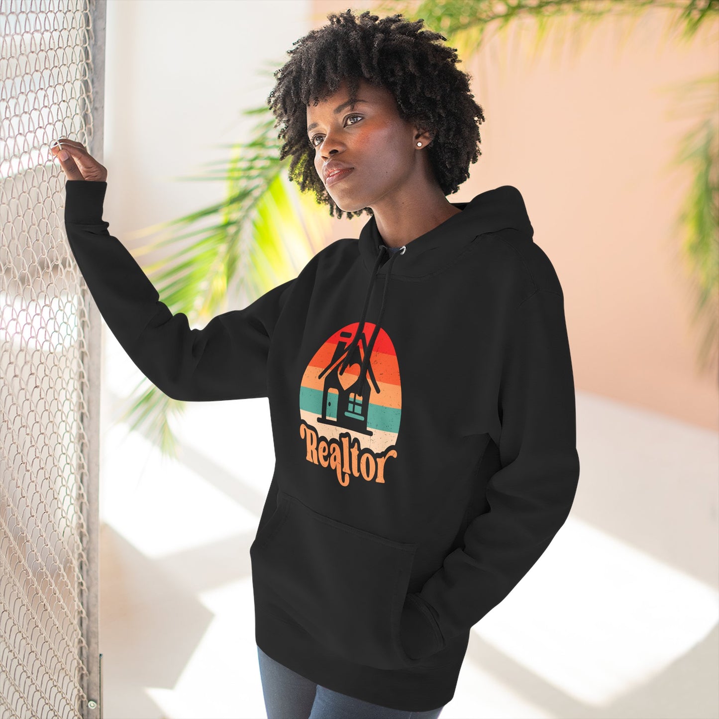 Realtor Retro Three-Panel Fleece Hoodie | Cozy, Stylish Sweatshirt for Real Estate Agents