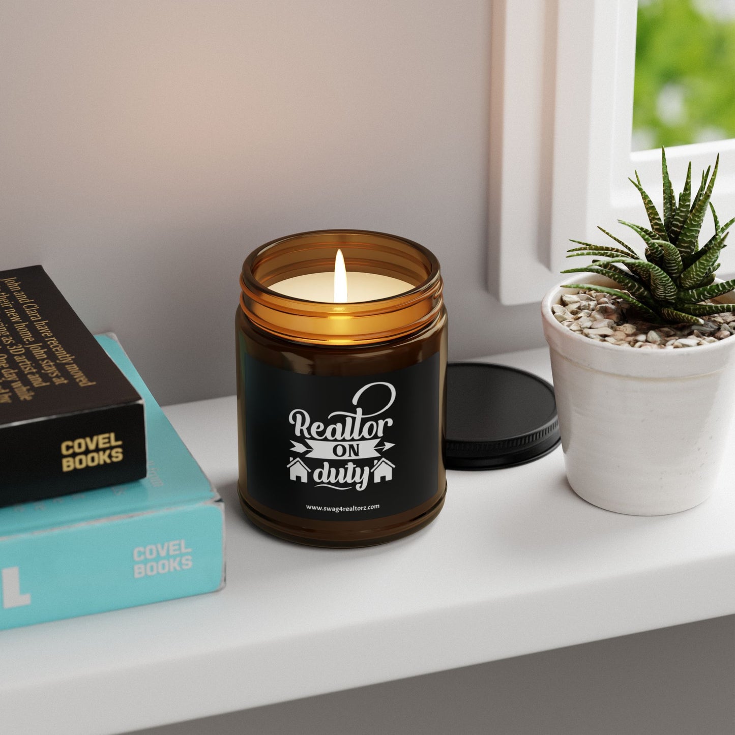 Realtor On Duty Scented Soy Candle (Multi-Size, Amber Jar)