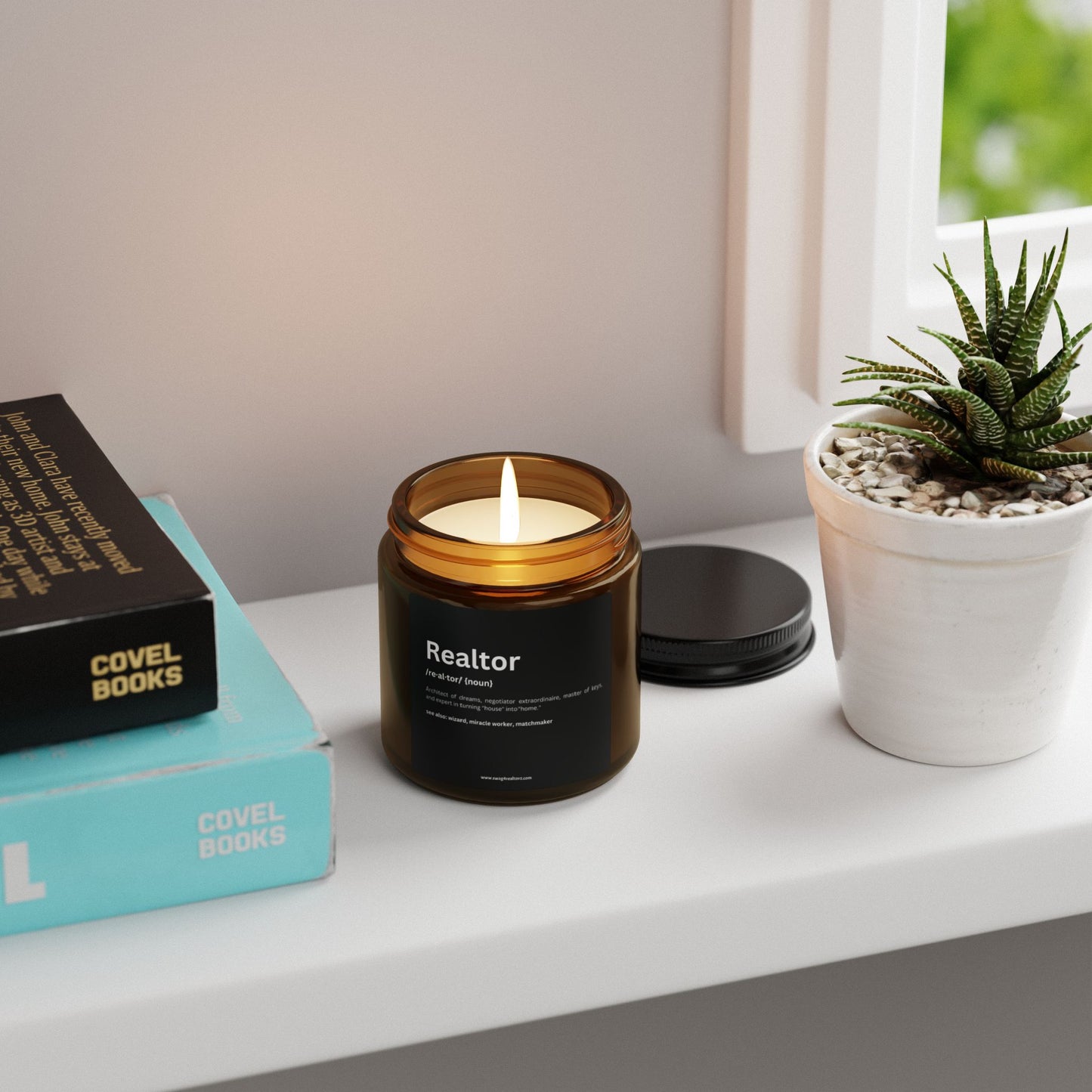 Realtor Funny Definition Scented Soy Candle (Multi-Size, Amber Jar)