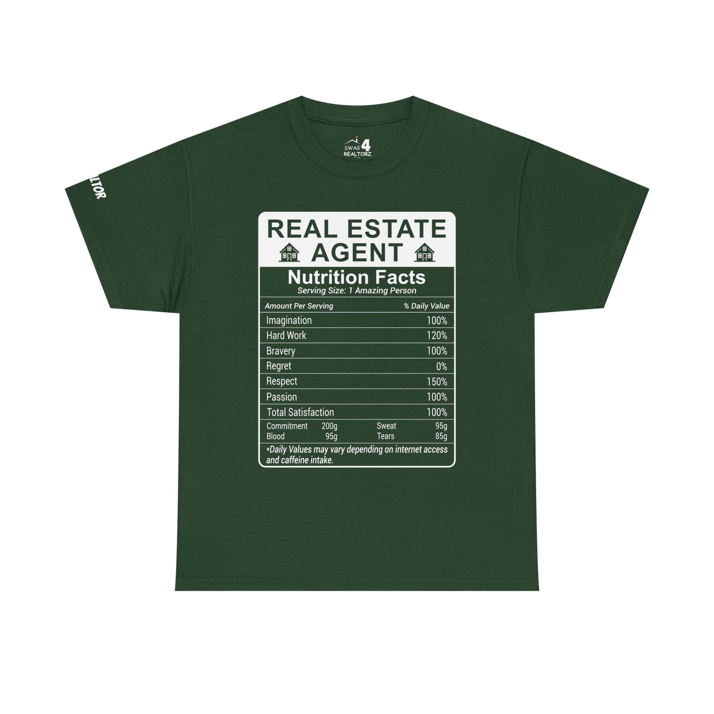 Realtor Funny Nutrition Facts - Heavy Cotton T-Shirt Perfect for Everyday Wear