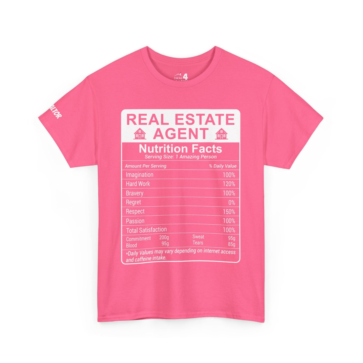 Realtor Funny Nutrition Facts - Heavy Cotton T-Shirt Perfect for Everyday Wear
