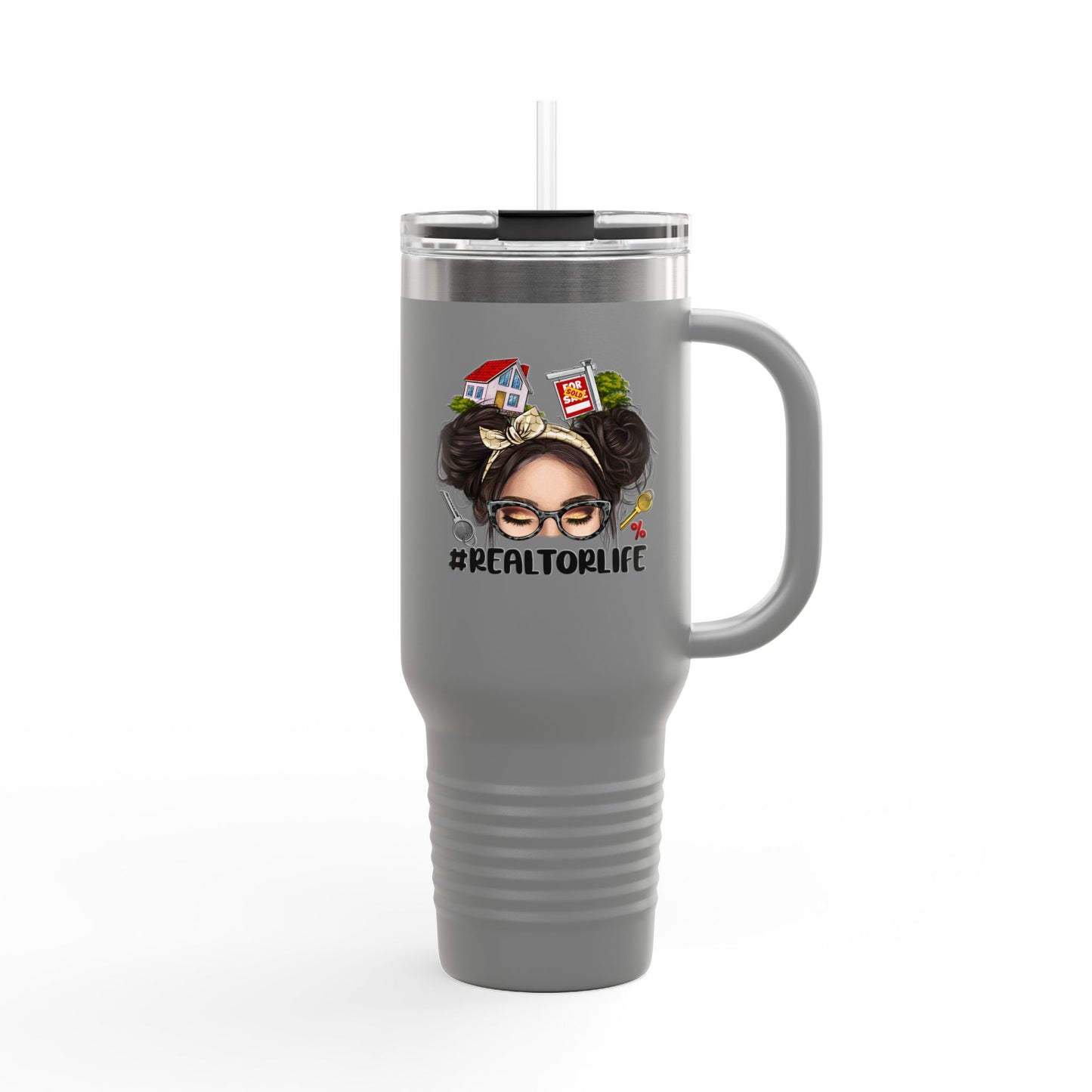 #REALTORLIFE 40oz Tumbler β The Messy Hair Hustle Cup πββοΈβπ‘