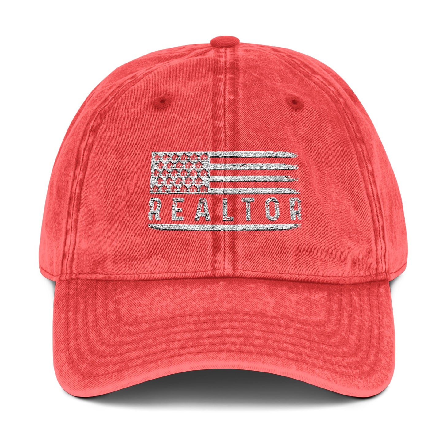American Flag Realtor Hat – Vintage Distressed Cap for Real Estate Agents