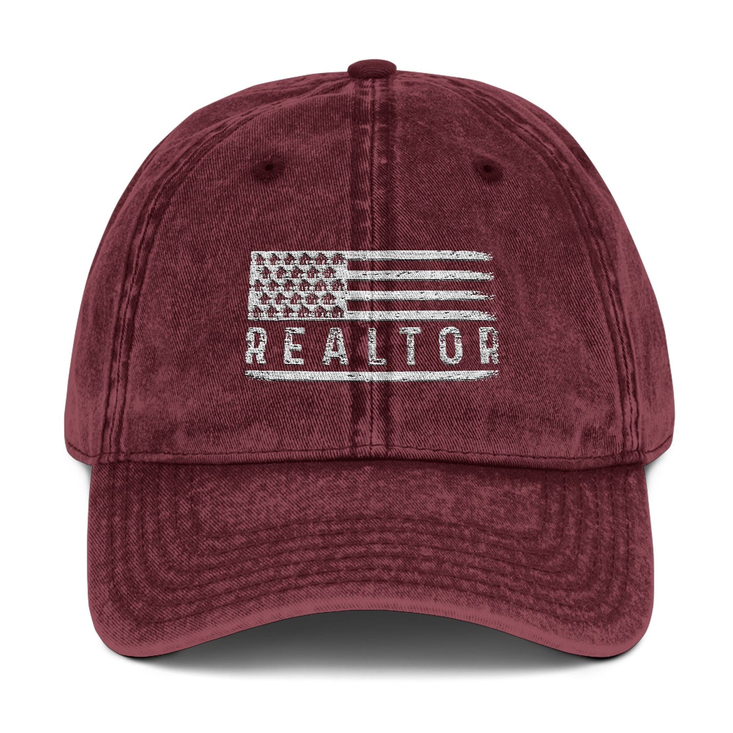 American Flag Realtor Hat – Vintage Distressed Cap for Real Estate Agents