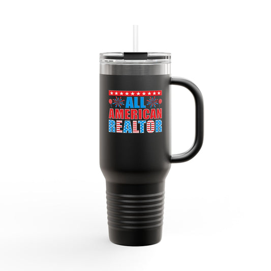 All American Realtor Tumbler – 40 oz Stainless Steel Mug with Patriotic Fireworks Design