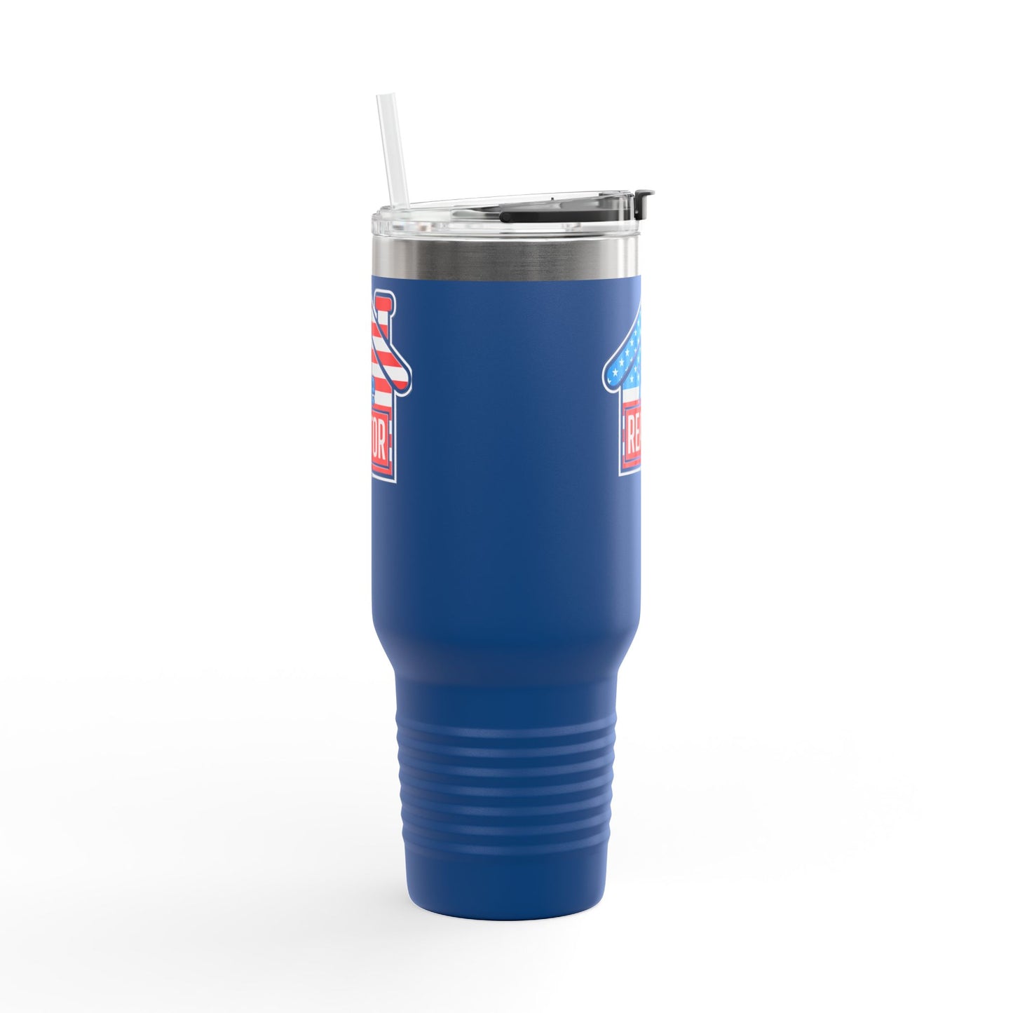 The REALTOR Tumbler – 40 oz Stainless Steel Mug with American Flag Roof Design