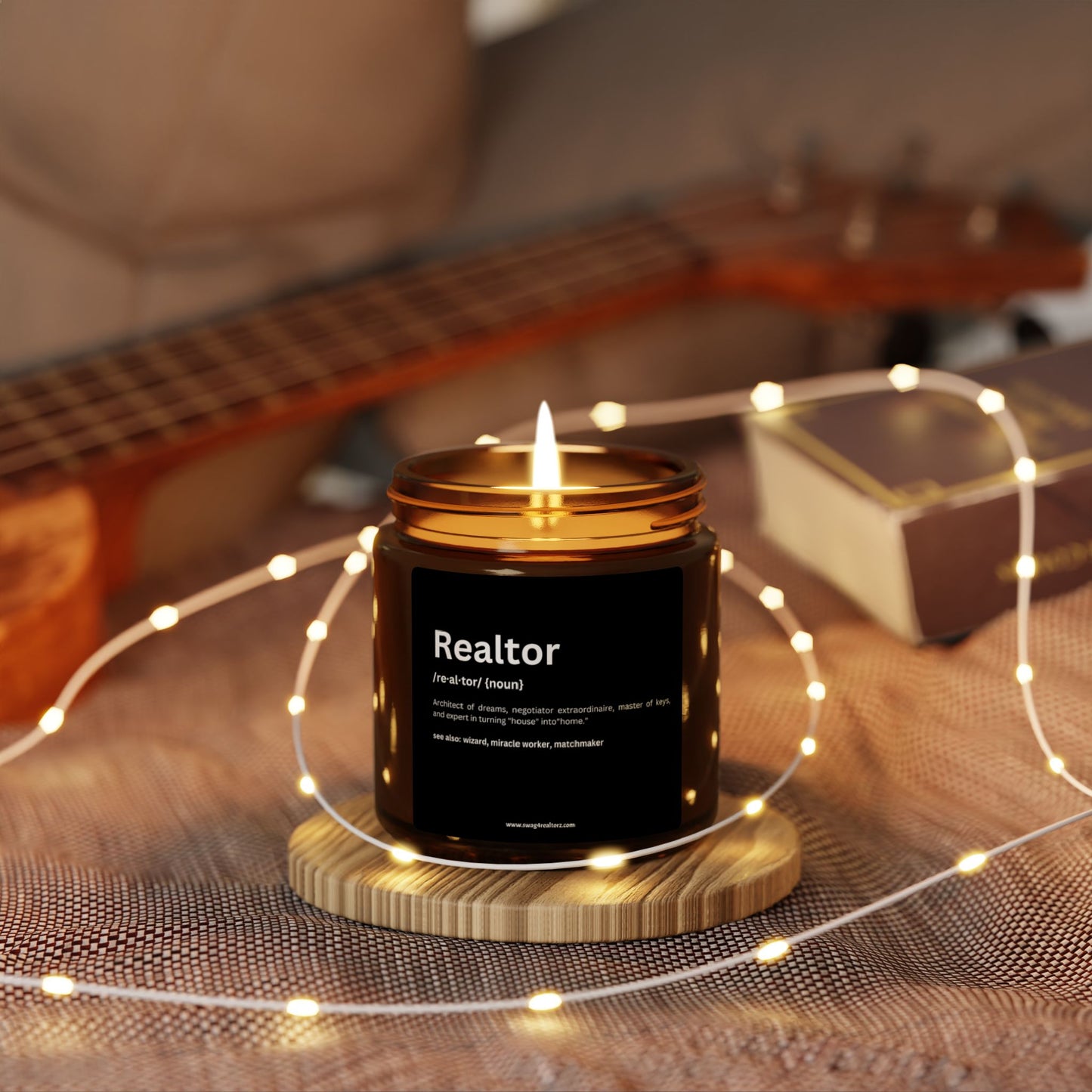 Realtor Funny Definition Scented Soy Candle (Multi-Size, Amber Jar)