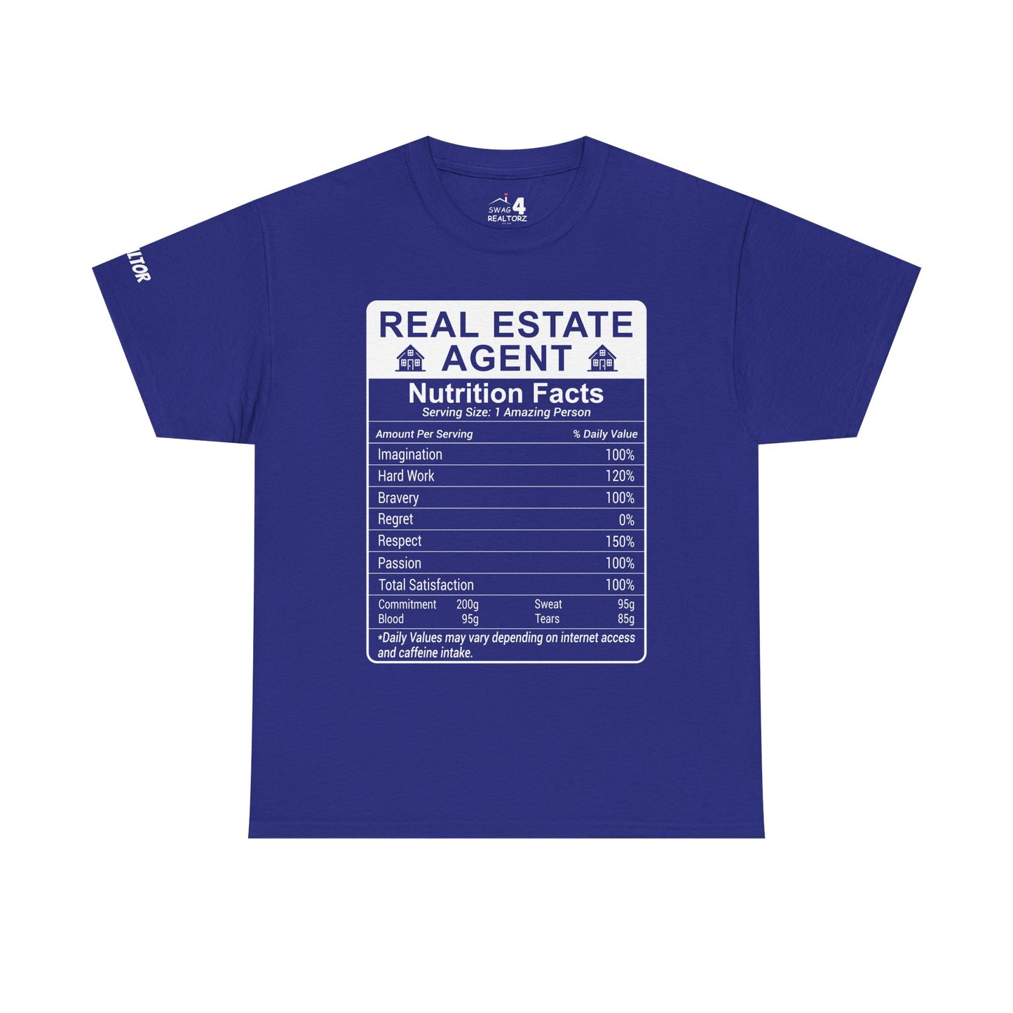 Realtor Funny Nutrition Facts - Heavy Cotton T-Shirt Perfect for Everyday Wear