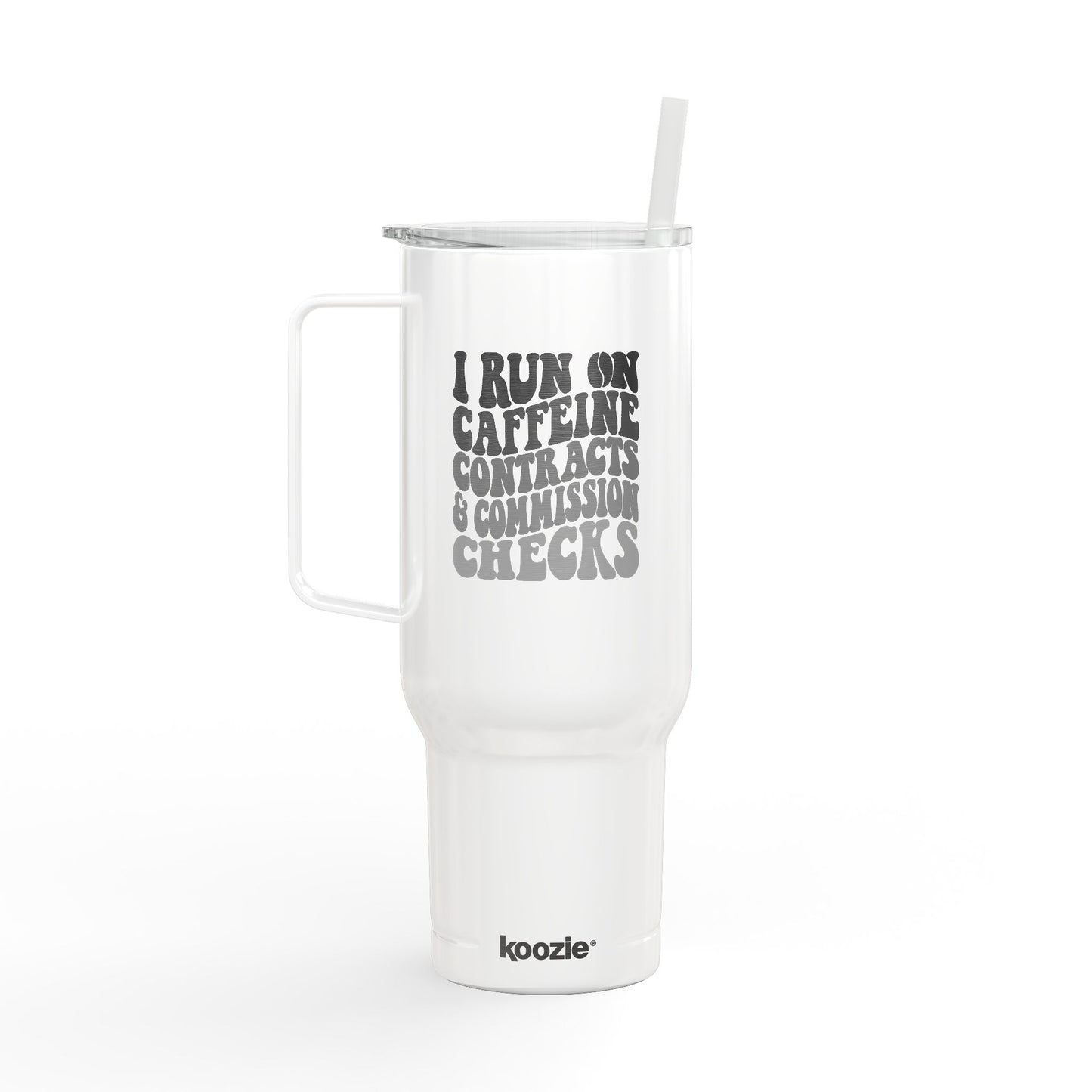 Caffeine, Contracts & Commission Checks Tumbler – 40 oz Stainless Steel Mug for Realtors
