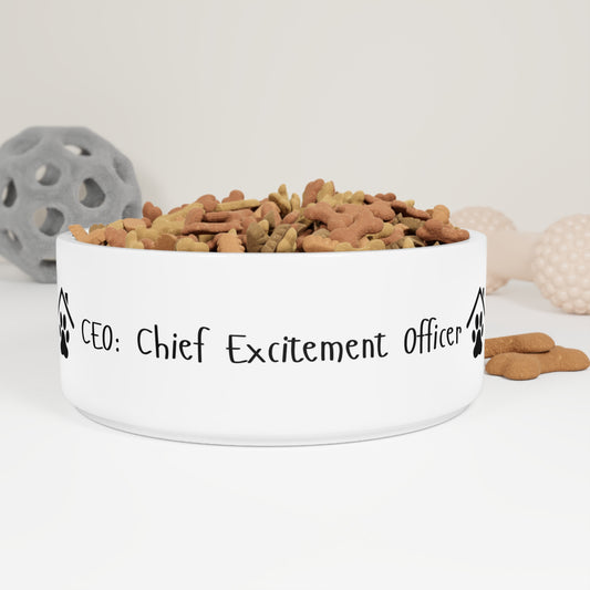 Chief Excitement Officer – Funny Dog Bowl for the Real Office VIP