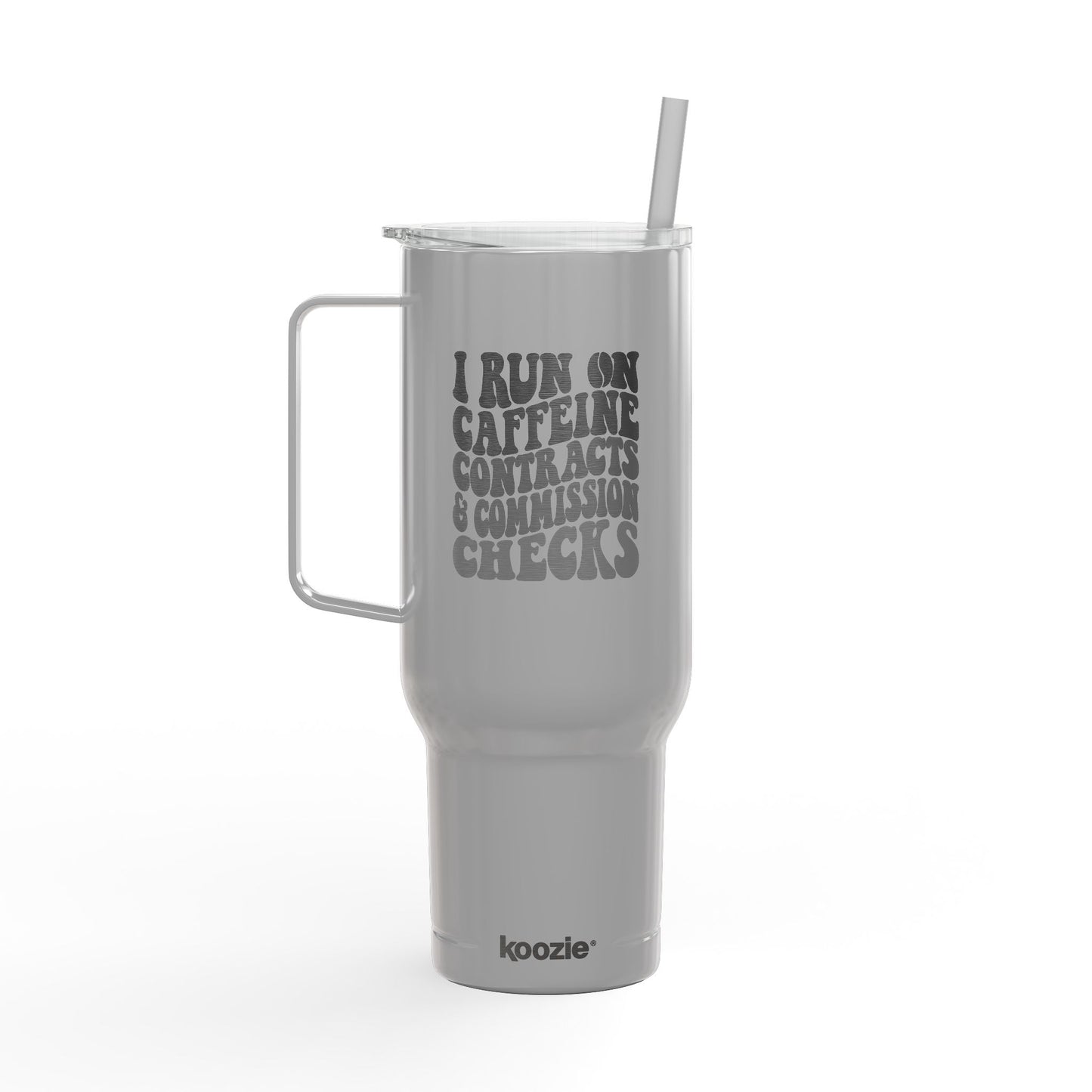 Caffeine, Contracts & Commission Checks Tumbler – 40 oz Stainless Steel Mug for Realtors