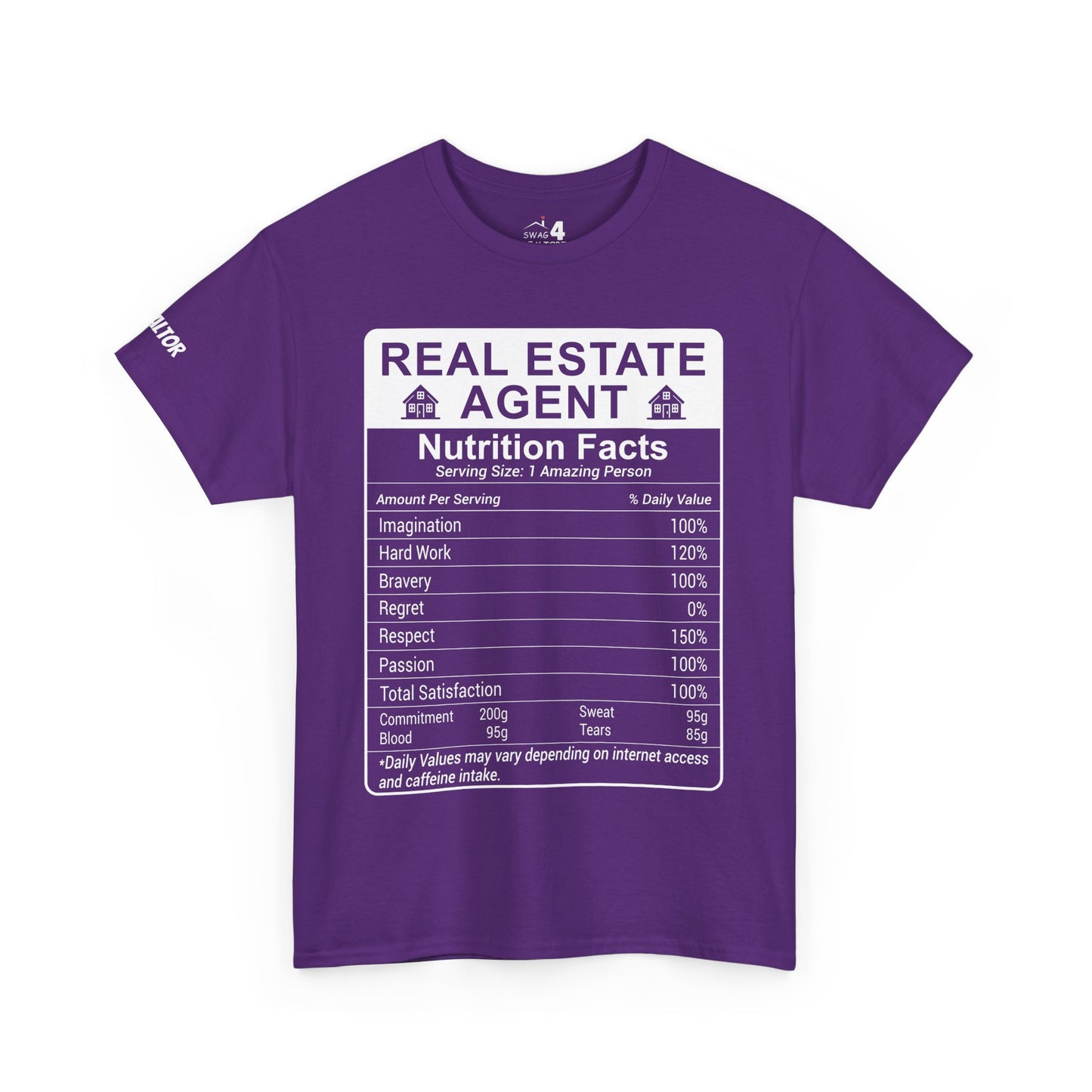 Realtor Funny Nutrition Facts - Heavy Cotton T-Shirt Perfect for Everyday Wear