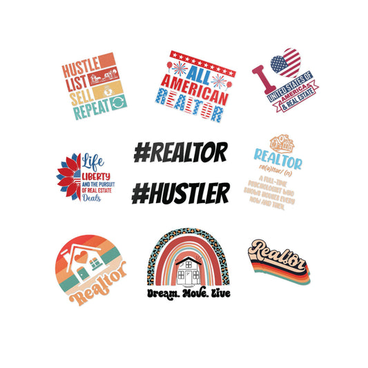 Realtor Hustler Die-Cut Stickers - Motivational & Fun Designs for Real Estate Professionals