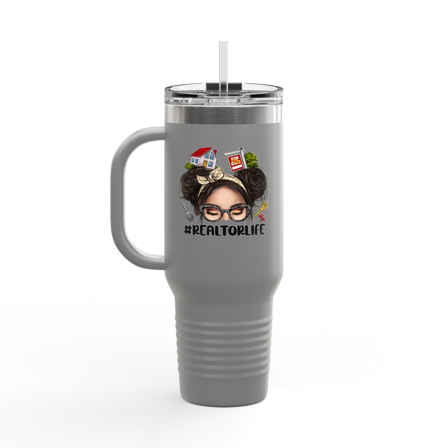 #REALTORLIFE 40oz Tumbler β The Messy Hair Hustle Cup πββοΈβπ‘