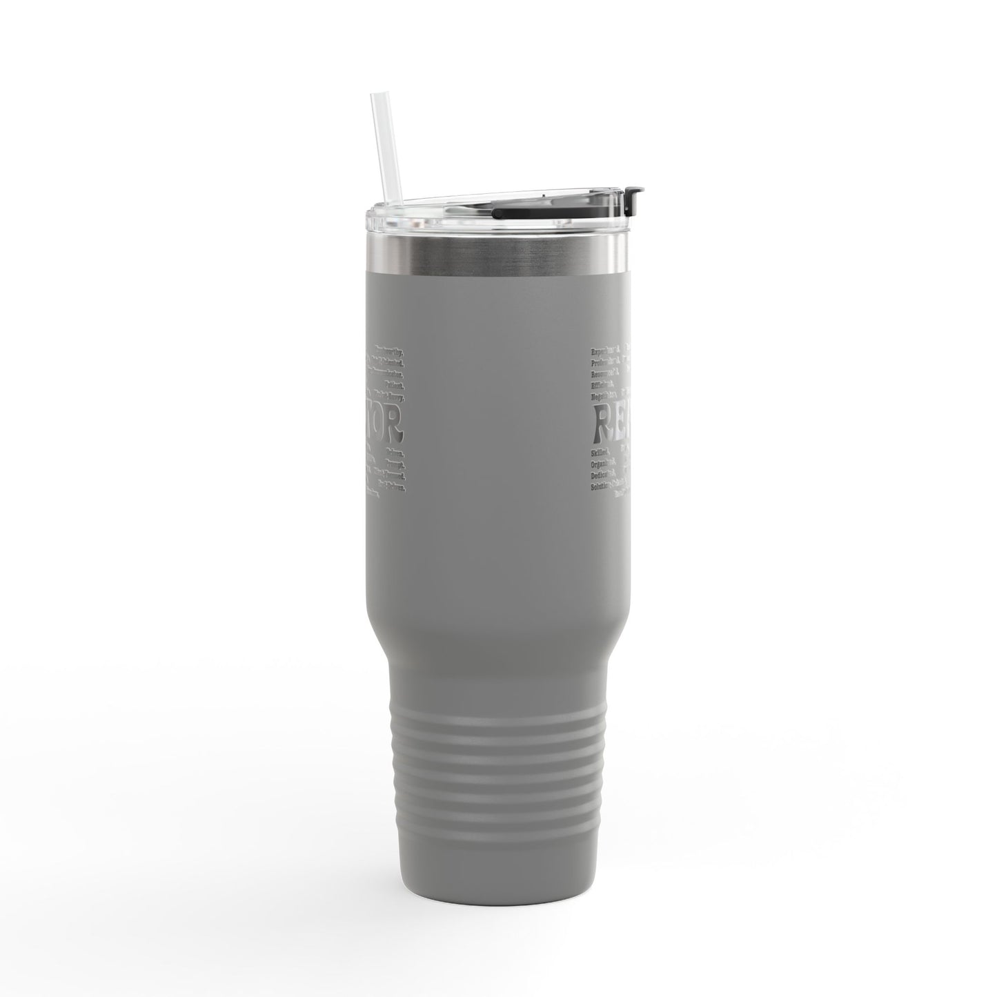 REALTOR Word Cloud Tumbler – 40 oz Stainless Steel Mug with Traits & Text Design