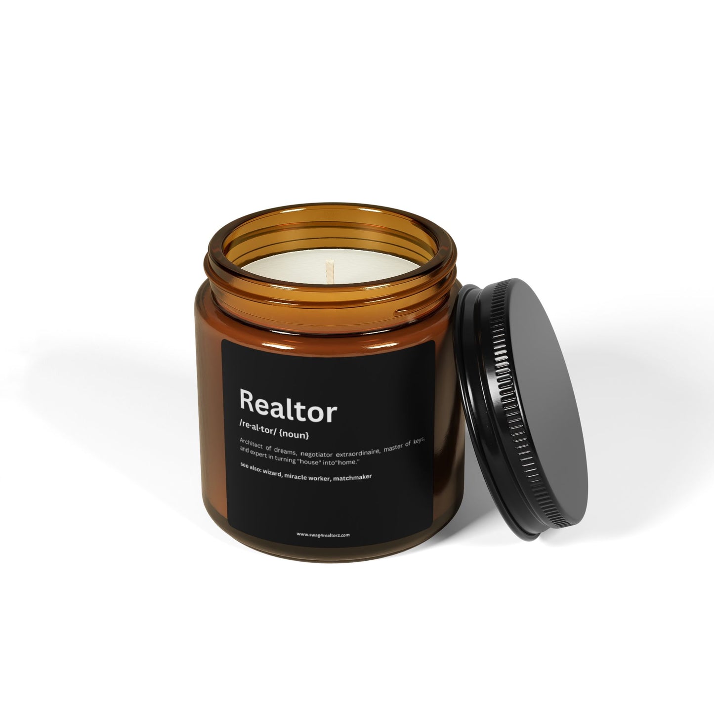 Realtor Funny Definition Scented Soy Candle (Multi-Size, Amber Jar)