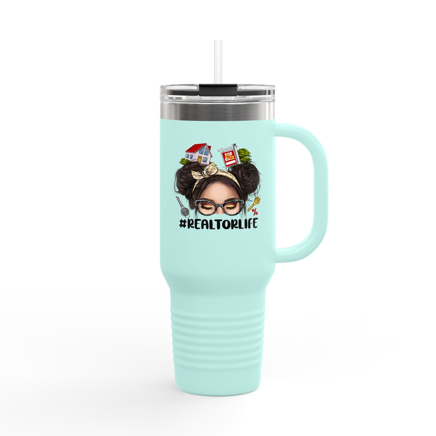#REALTORLIFE 40oz Tumbler β The Messy Hair Hustle Cup πββοΈβπ‘