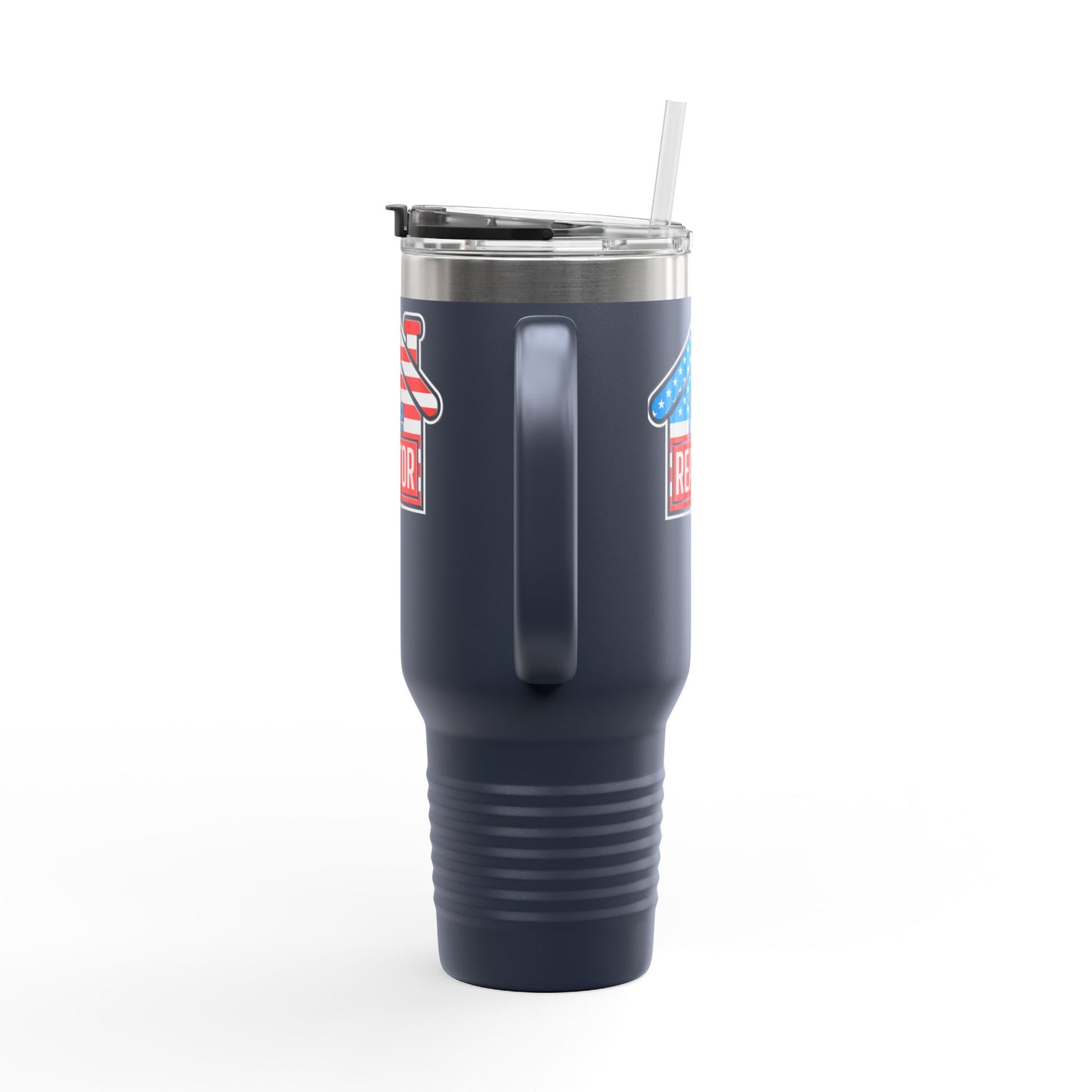 The REALTOR Tumbler – 40 oz Stainless Steel Mug with American Flag Roof Design