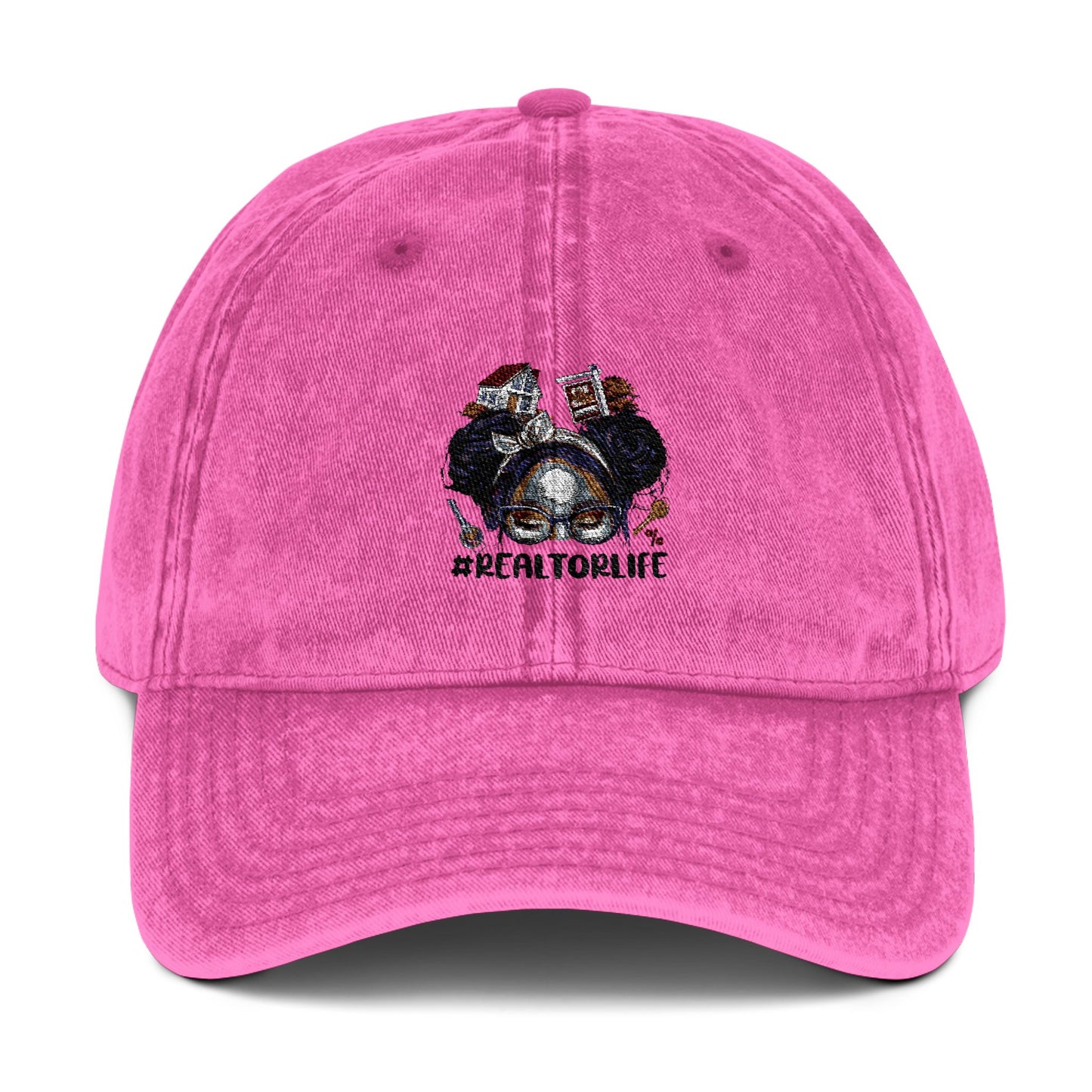 Realtor Hat – Messy Bun Realtor Life Cap with Hashtag Embroidery