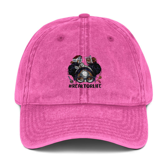 Realtor Hat – Messy Bun Realtor Life Cap with Hashtag Embroidery