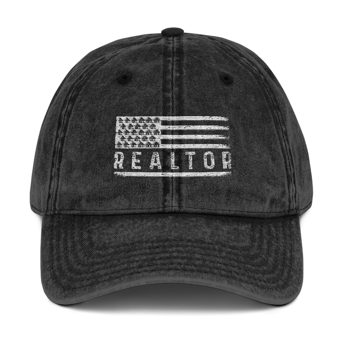 American Flag Realtor Hat – Vintage Distressed Cap for Real Estate Agents