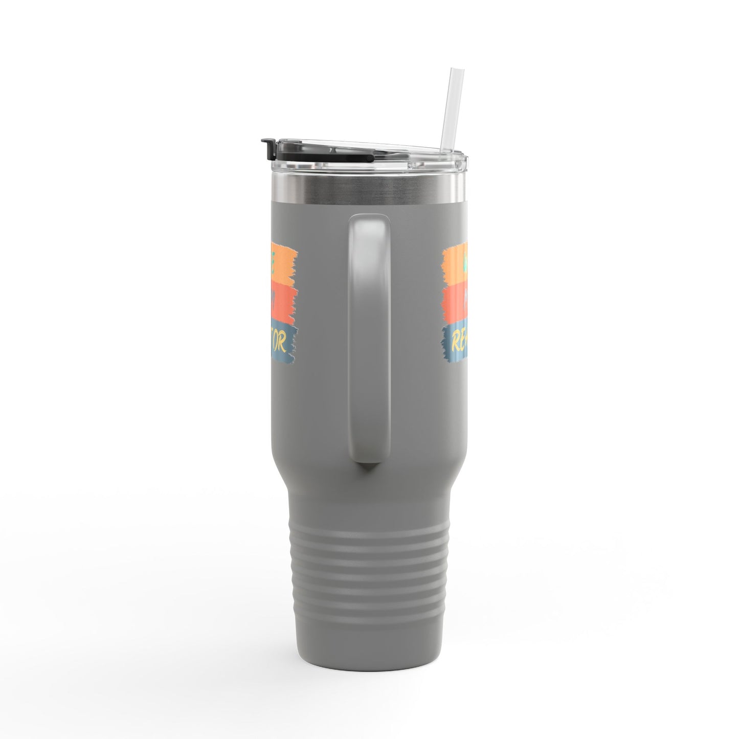 Wife. Mom. Realtor. Tumbler – 40 oz Stainless Steel Mug with Colorful Stripe Design