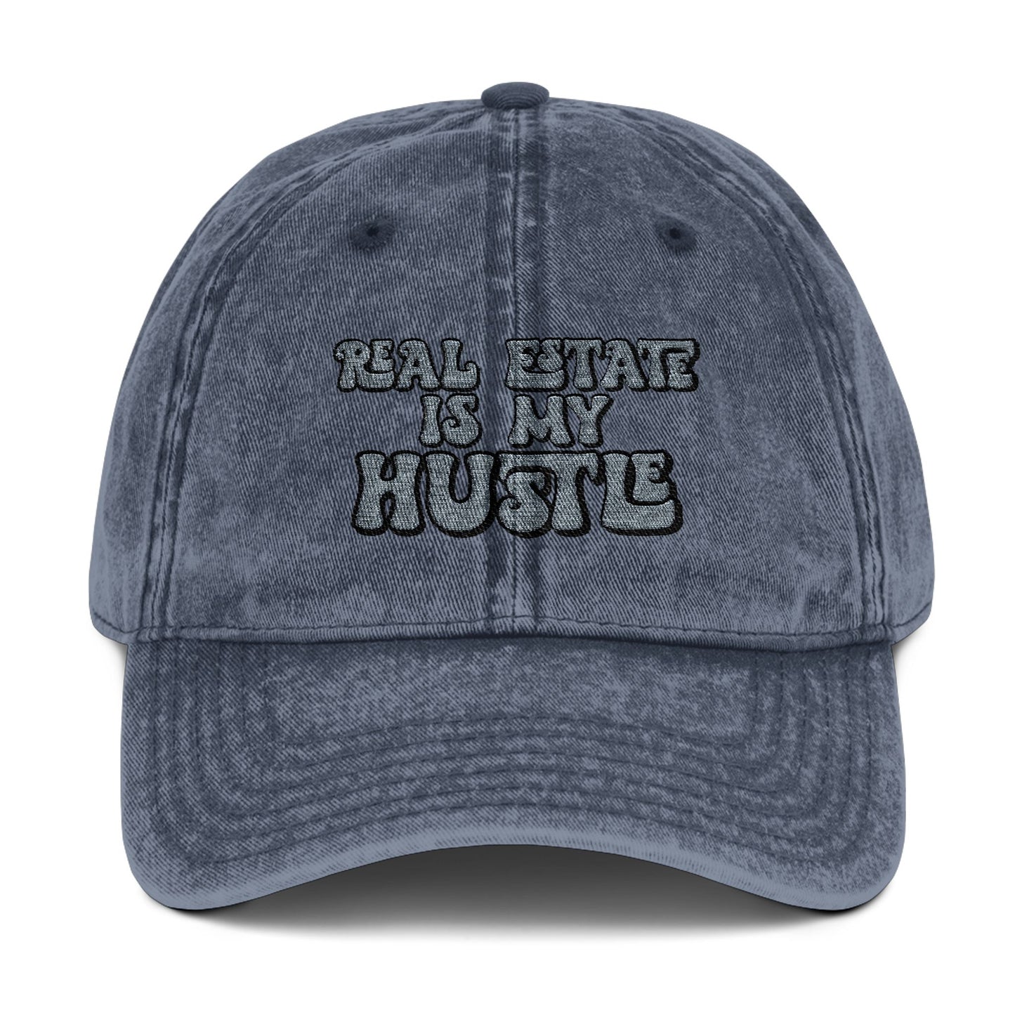 Real Estate Is My Hustle Hat – Embroidered Distressed Cap for Realtors