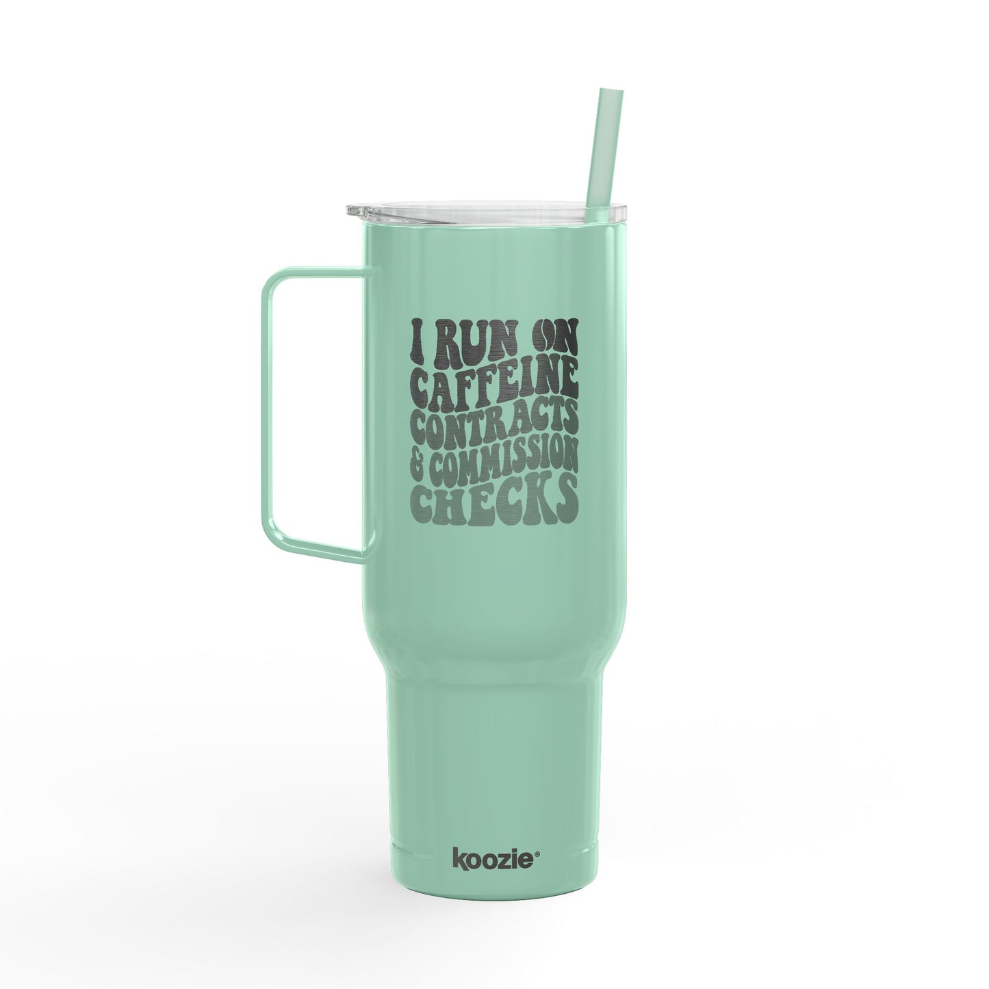 Caffeine, Contracts & Commission Checks Tumbler – 40 oz Stainless Steel Mug for Realtors