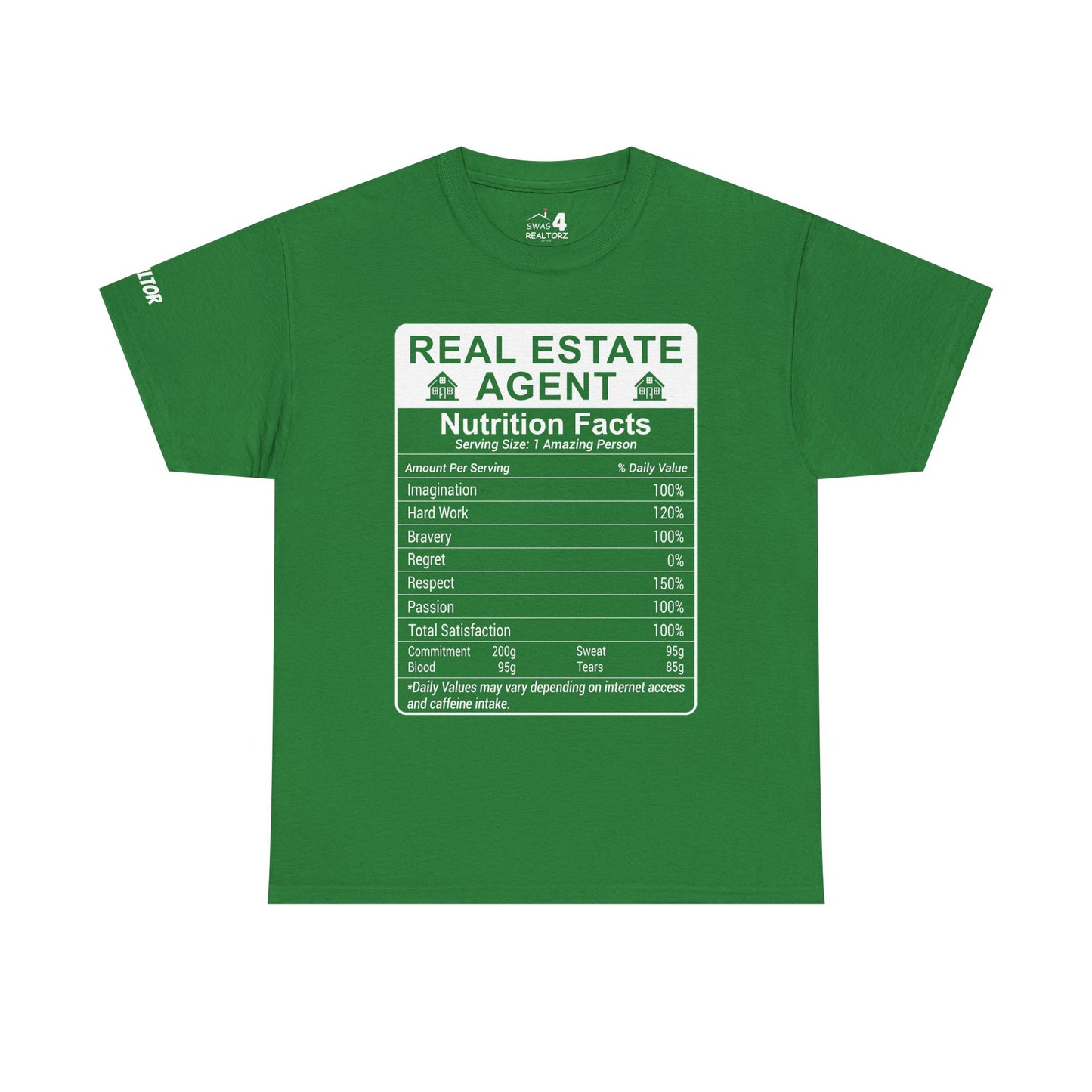 Realtor Funny Nutrition Facts - Heavy Cotton T-Shirt Perfect for Everyday Wear