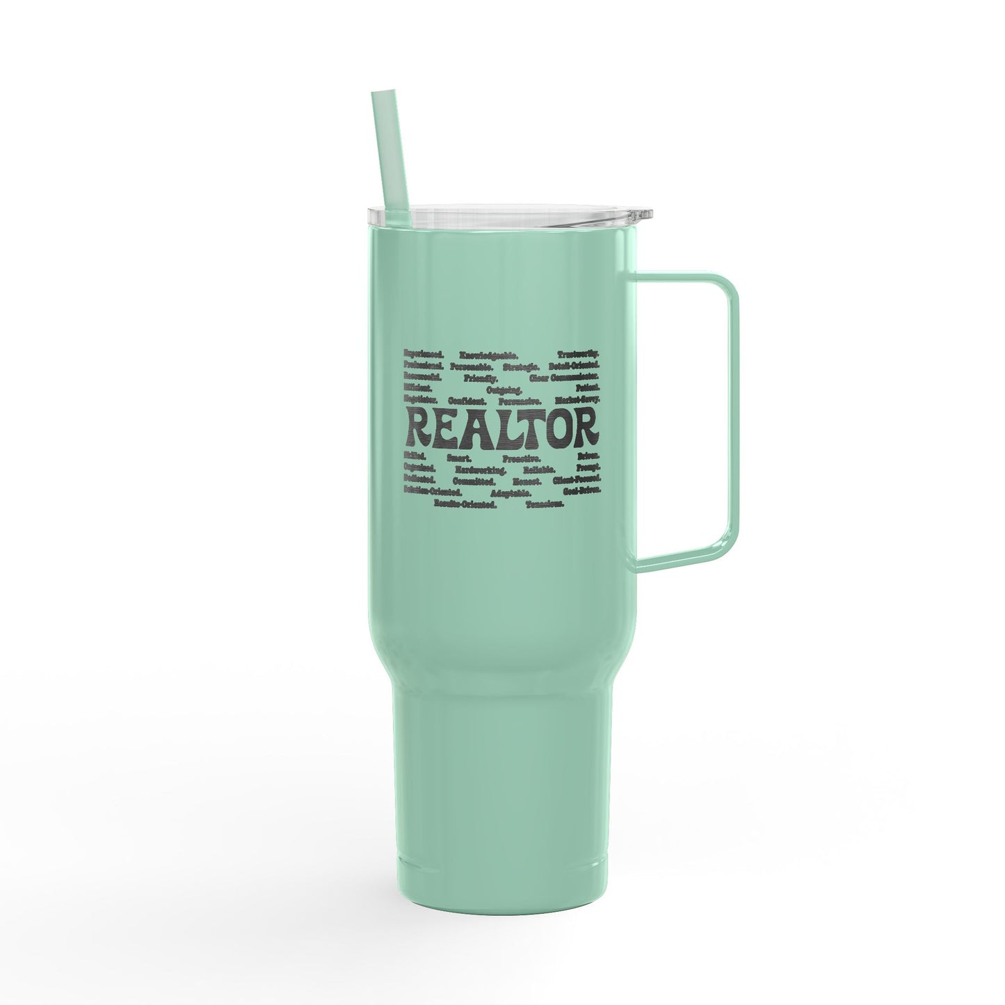 REALTOR Word Cloud Tumbler – 40 oz Stainless Steel Mug for Real Estate Agents