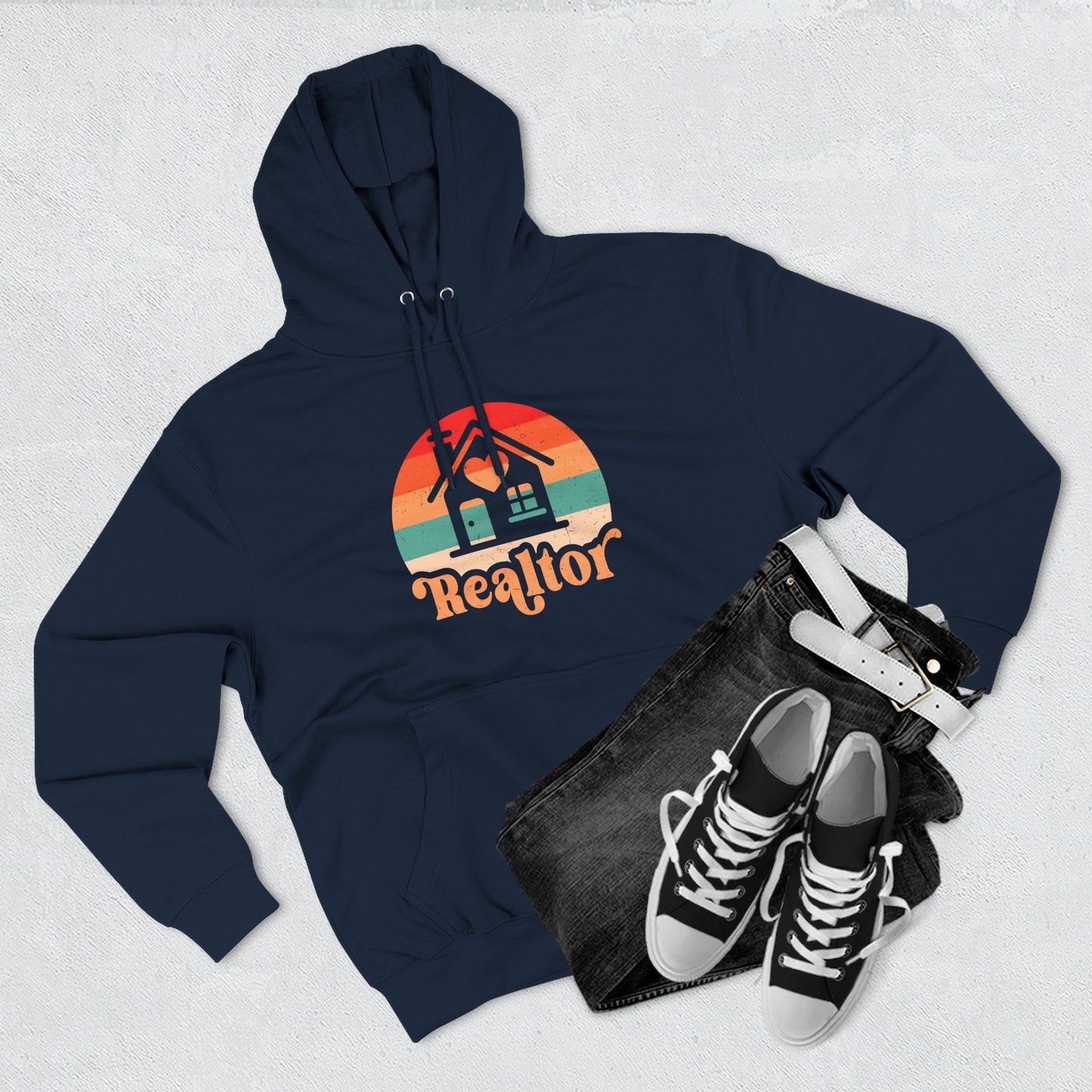 Realtor Retro Three-Panel Fleece Hoodie | Cozy, Stylish Sweatshirt for Real Estate Agents